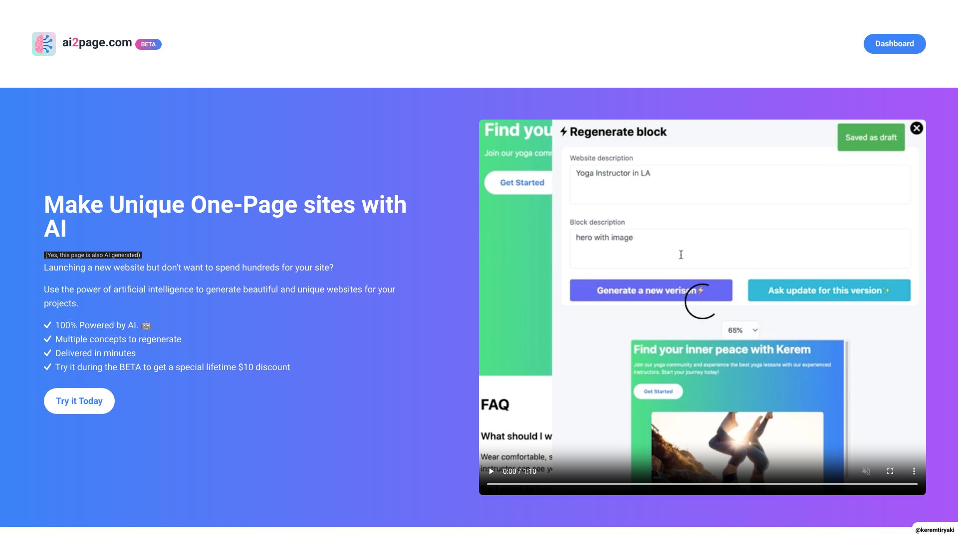 ai2page.com screenshot
