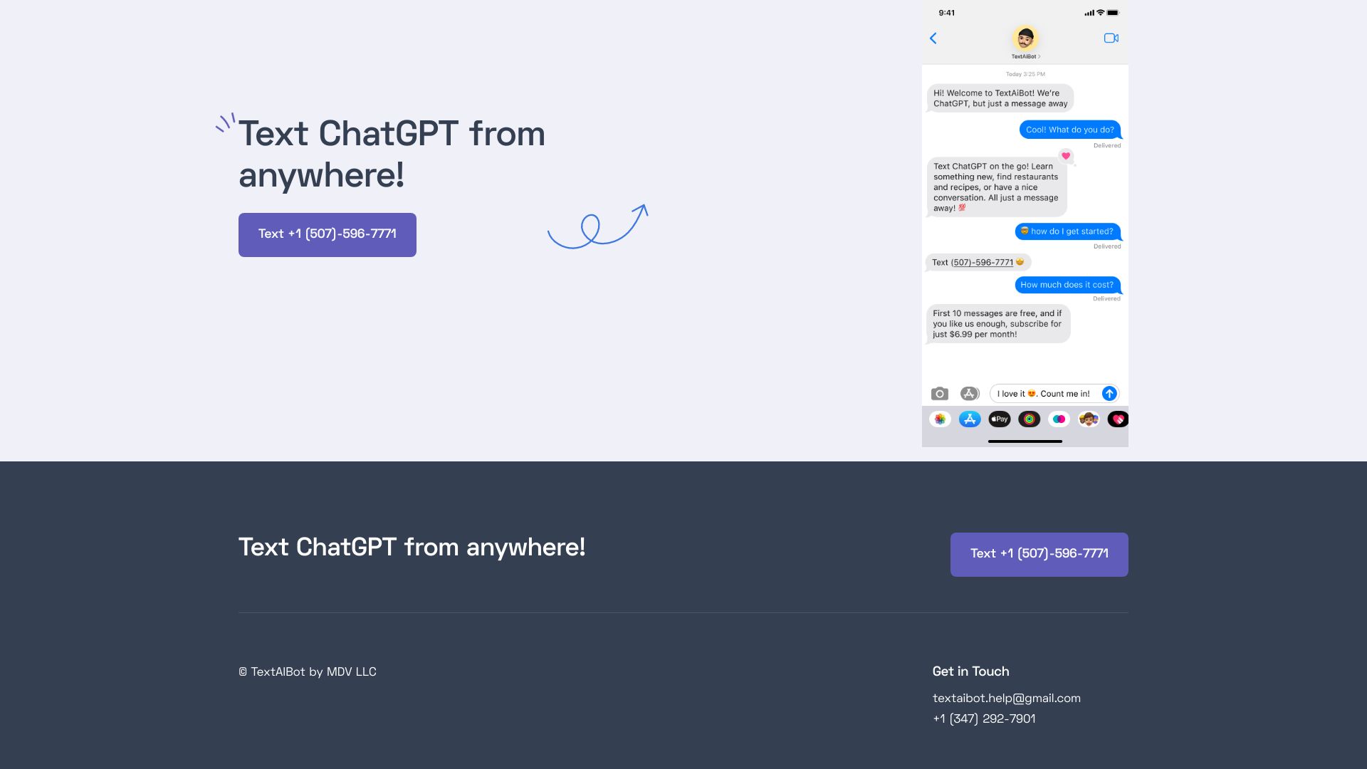 ChatGPT via Text screenshot