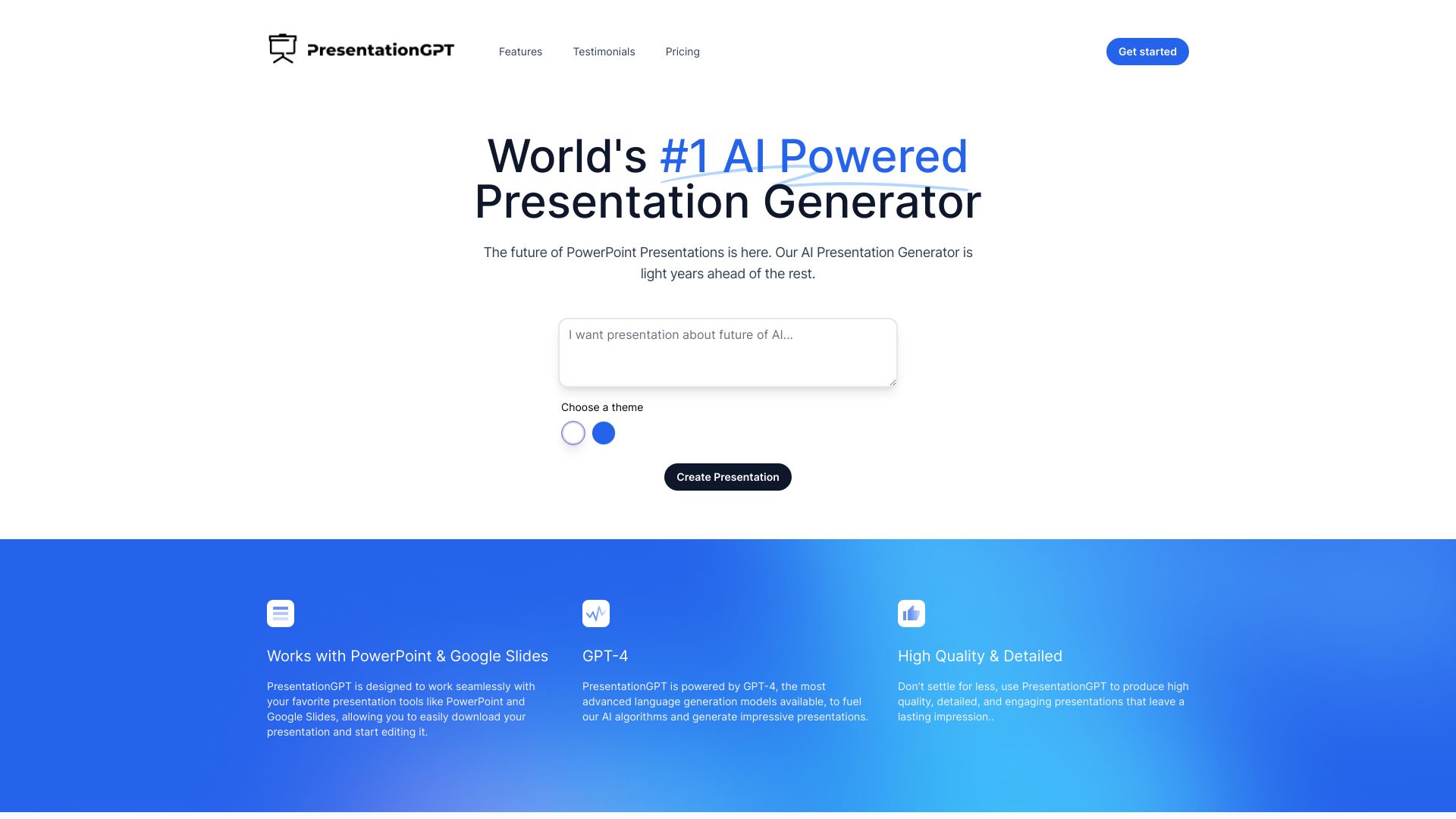 PresentationGPT screenshot