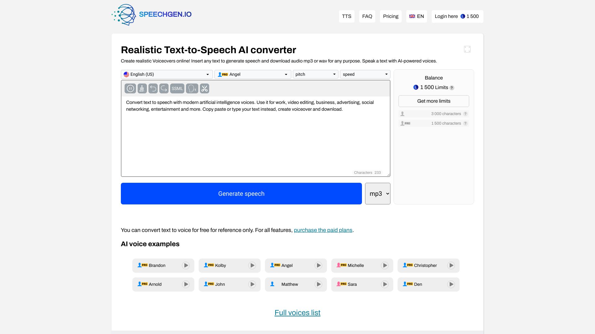 SpeechGen.io screenshot