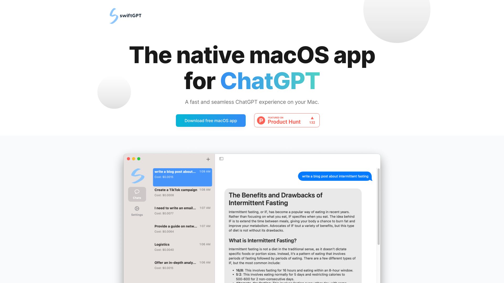 swiftGPT screenshot