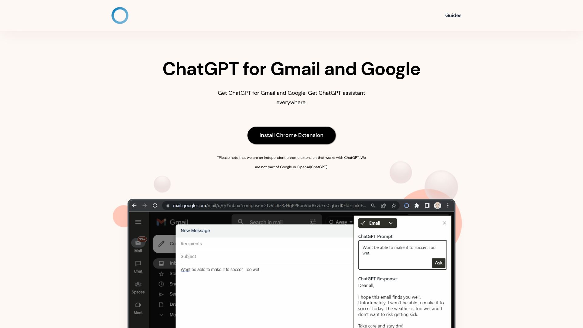ChatGPT Everywhere Chrome Extension screenshot