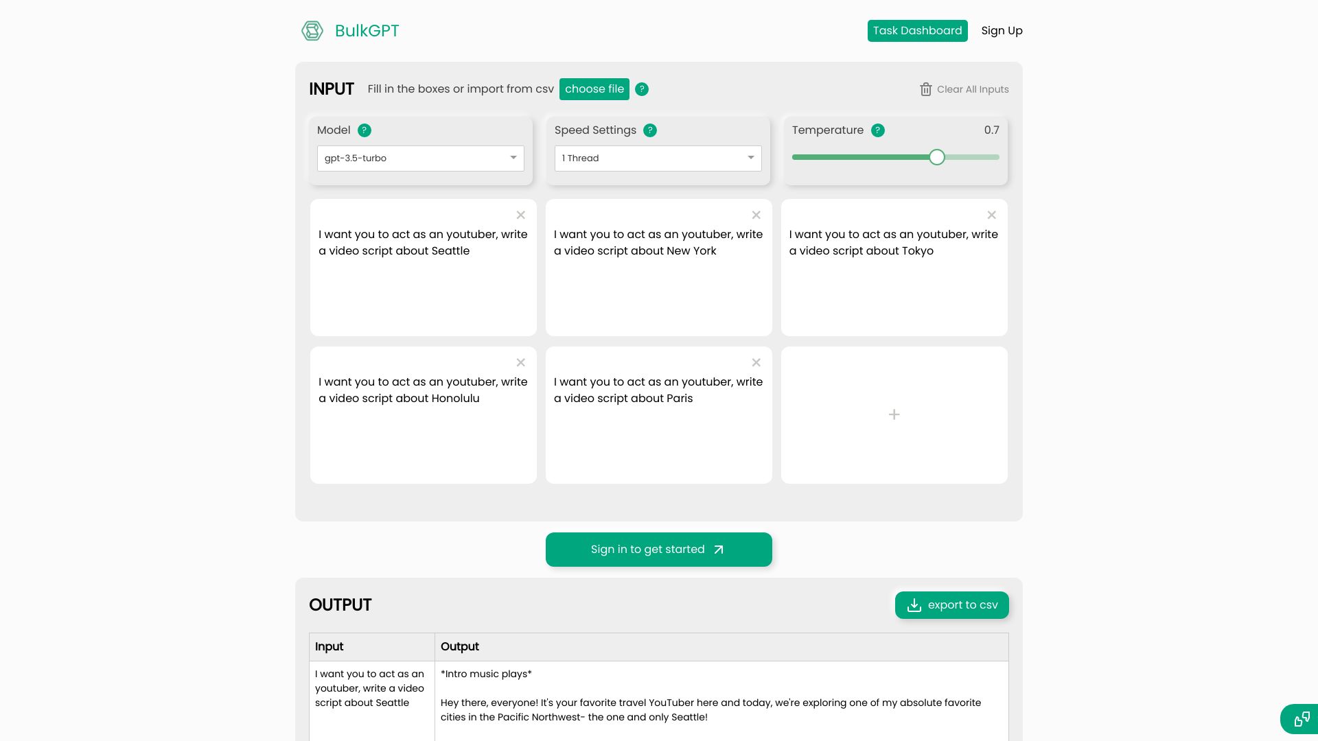 BulkGPT screenshot