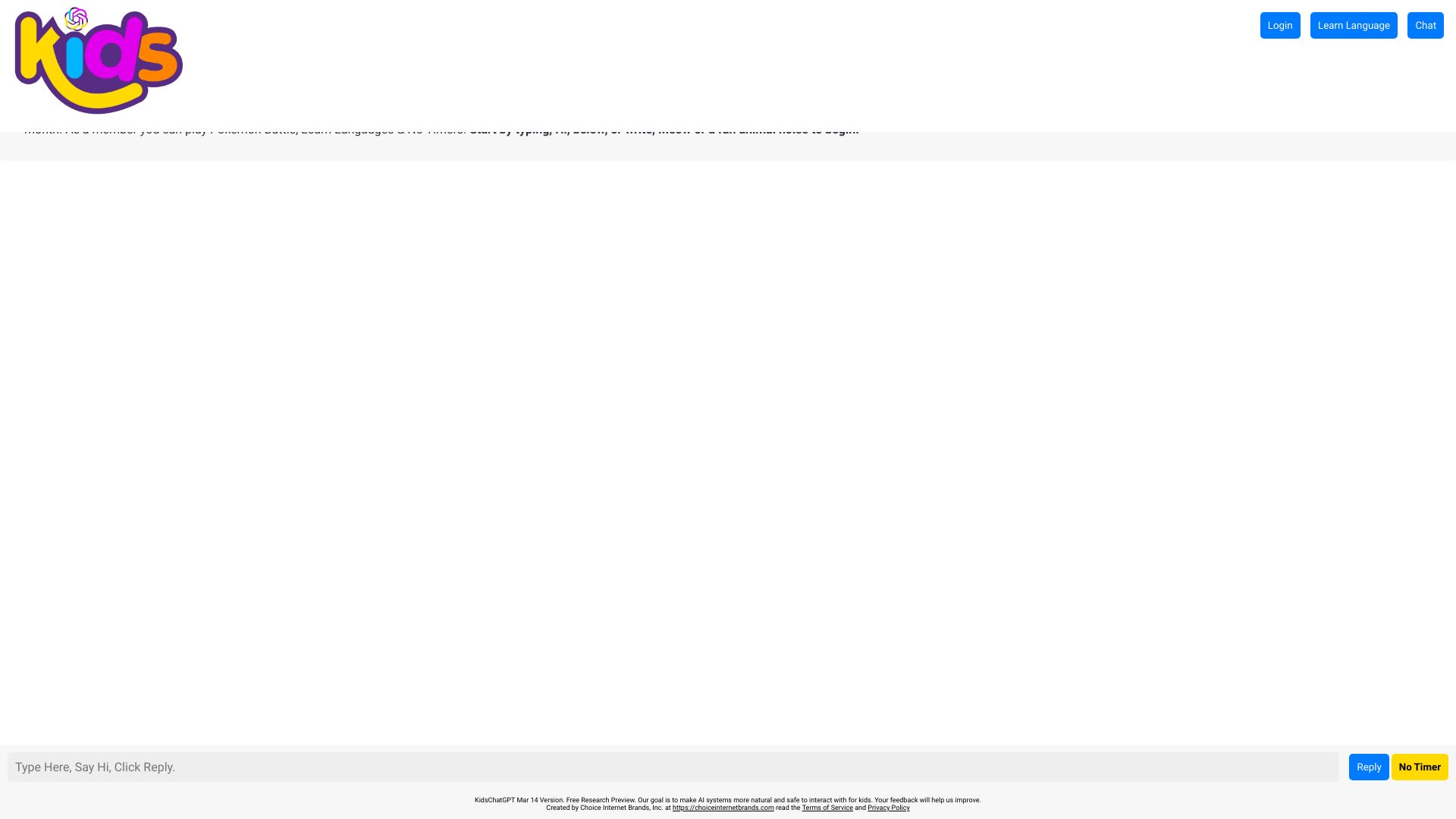Kids ChatGPT screenshot