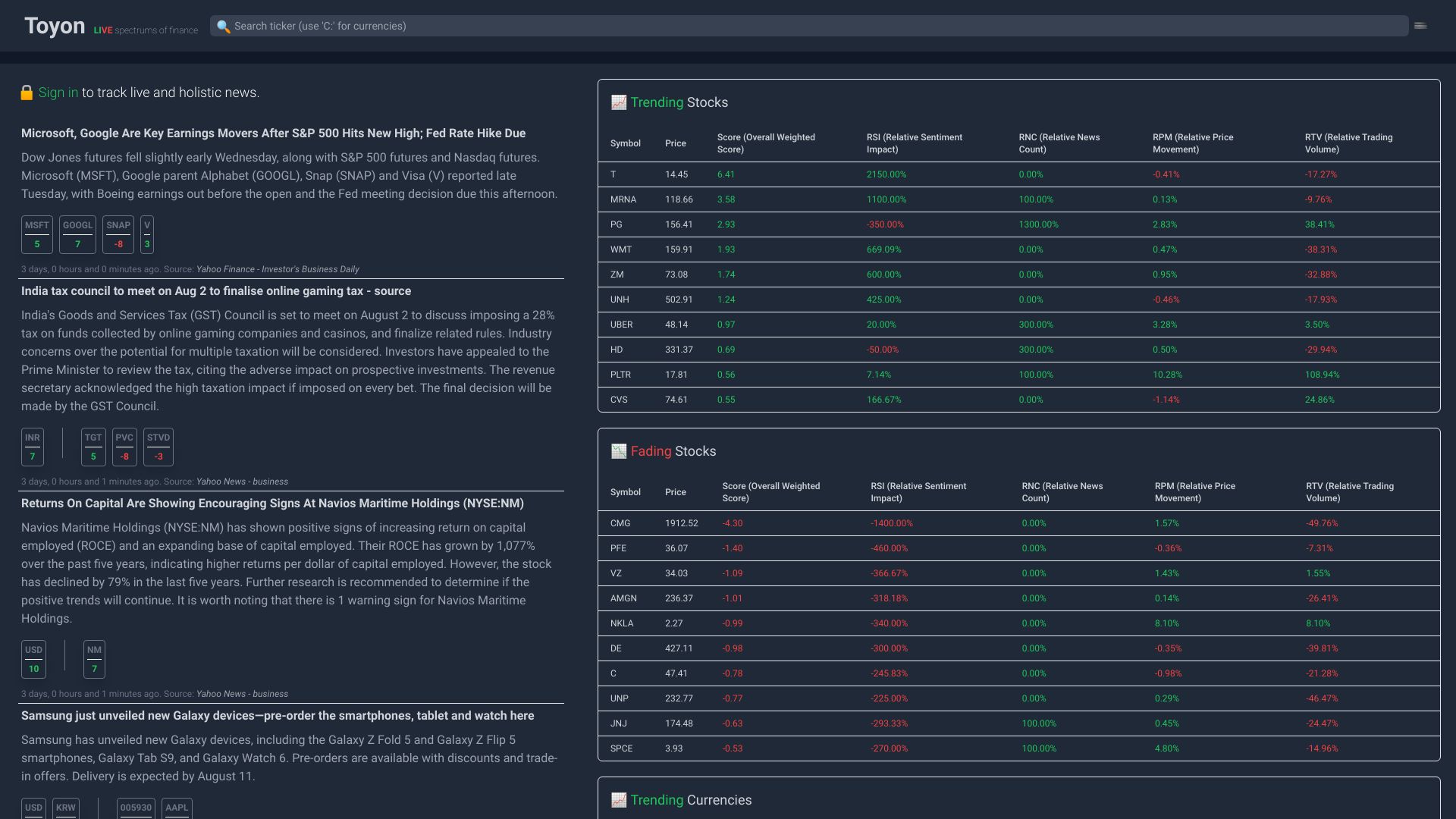 Toyon.Live screenshot
