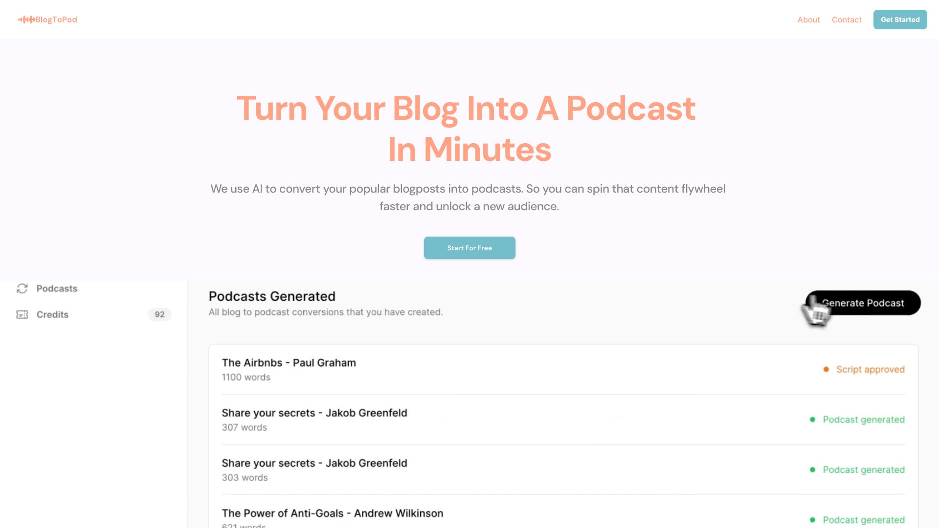 Framer AI Podcast Converter screenshot
