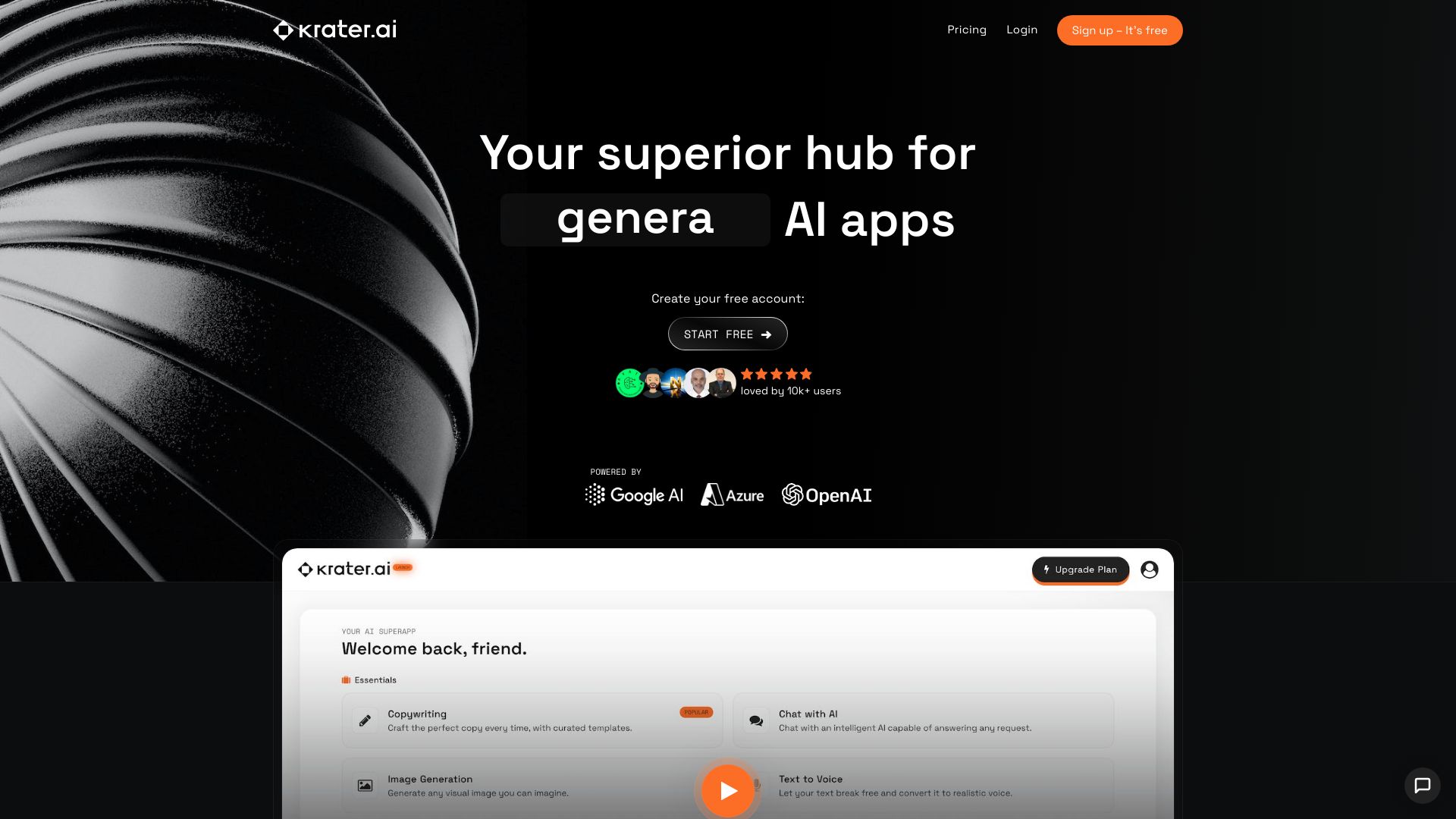 Krater.ai screenshot