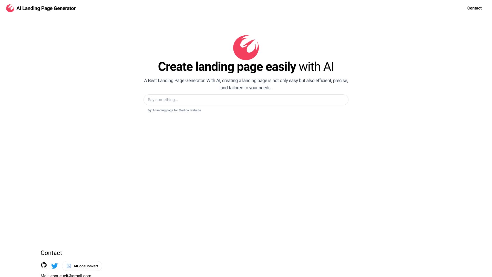 AI Landing Page Generator screenshot