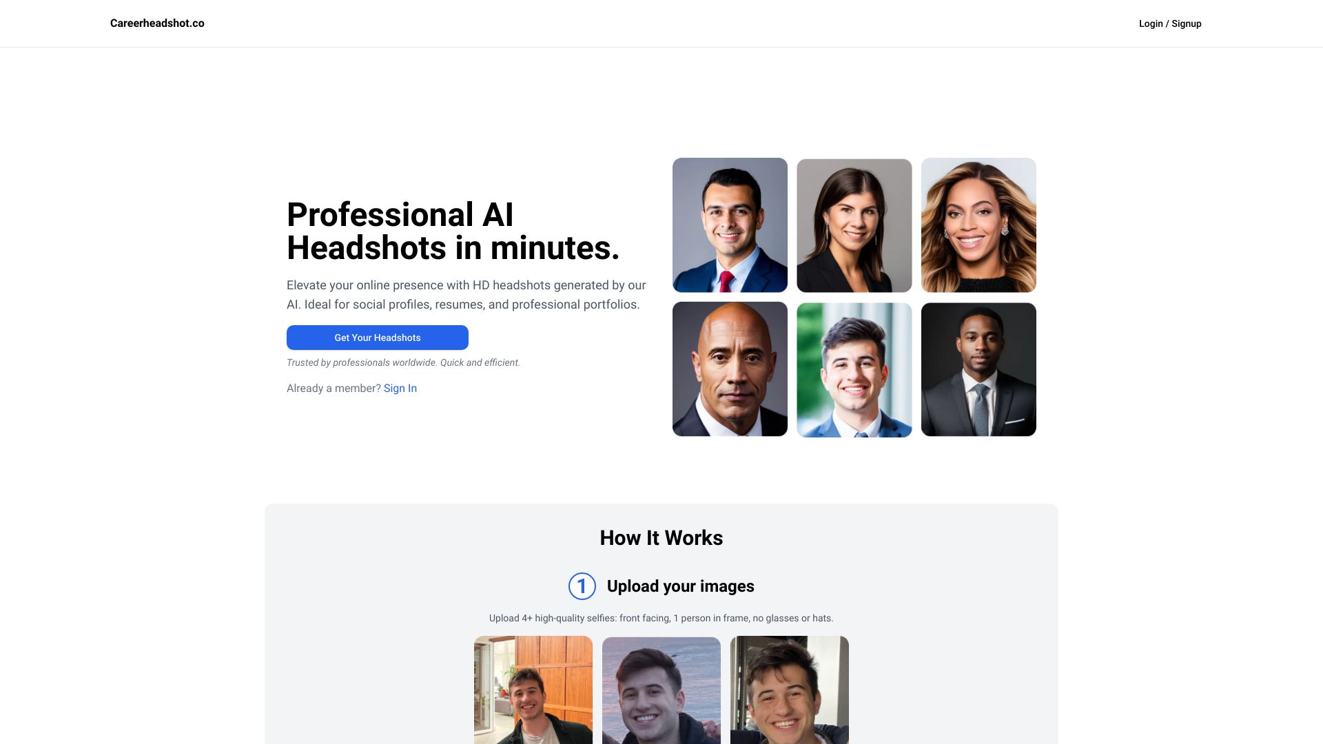 Careerheadshot.co screenshot