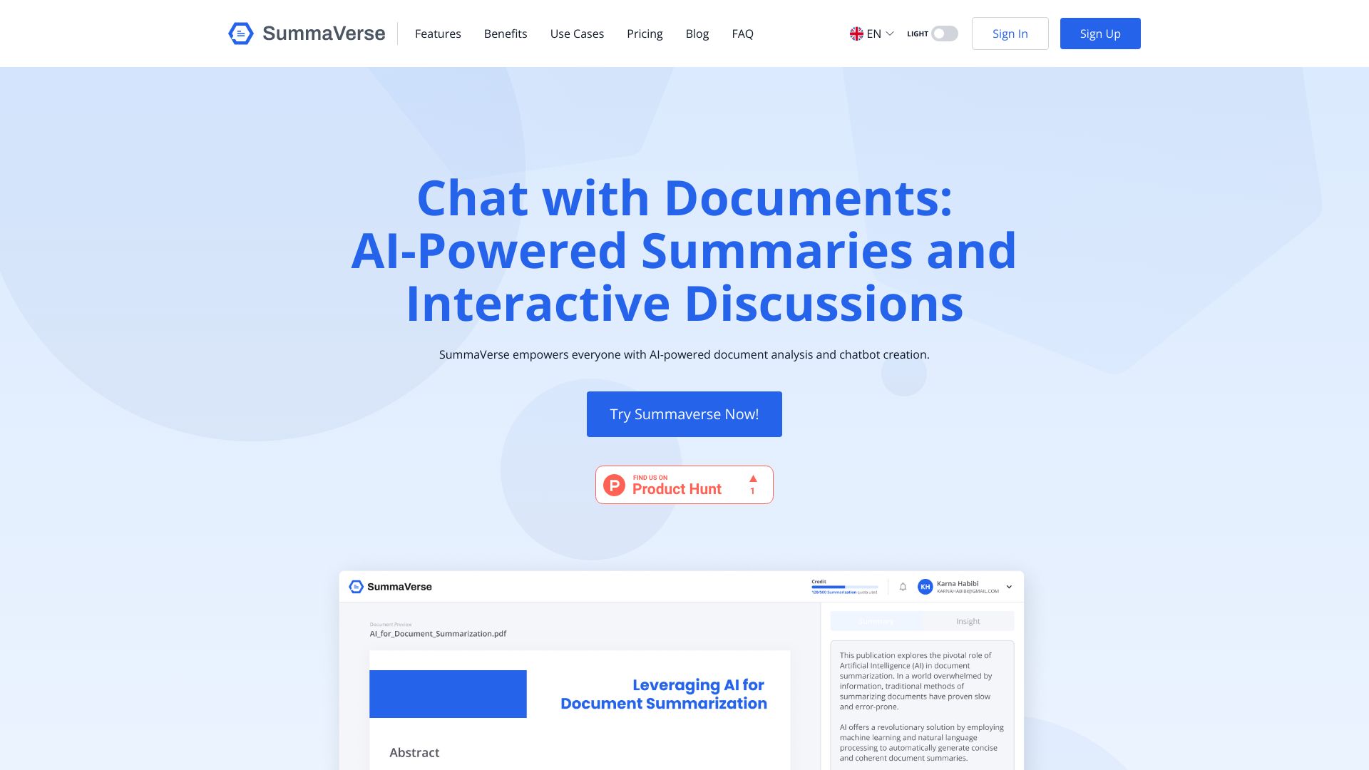 SummaVerse screenshot
