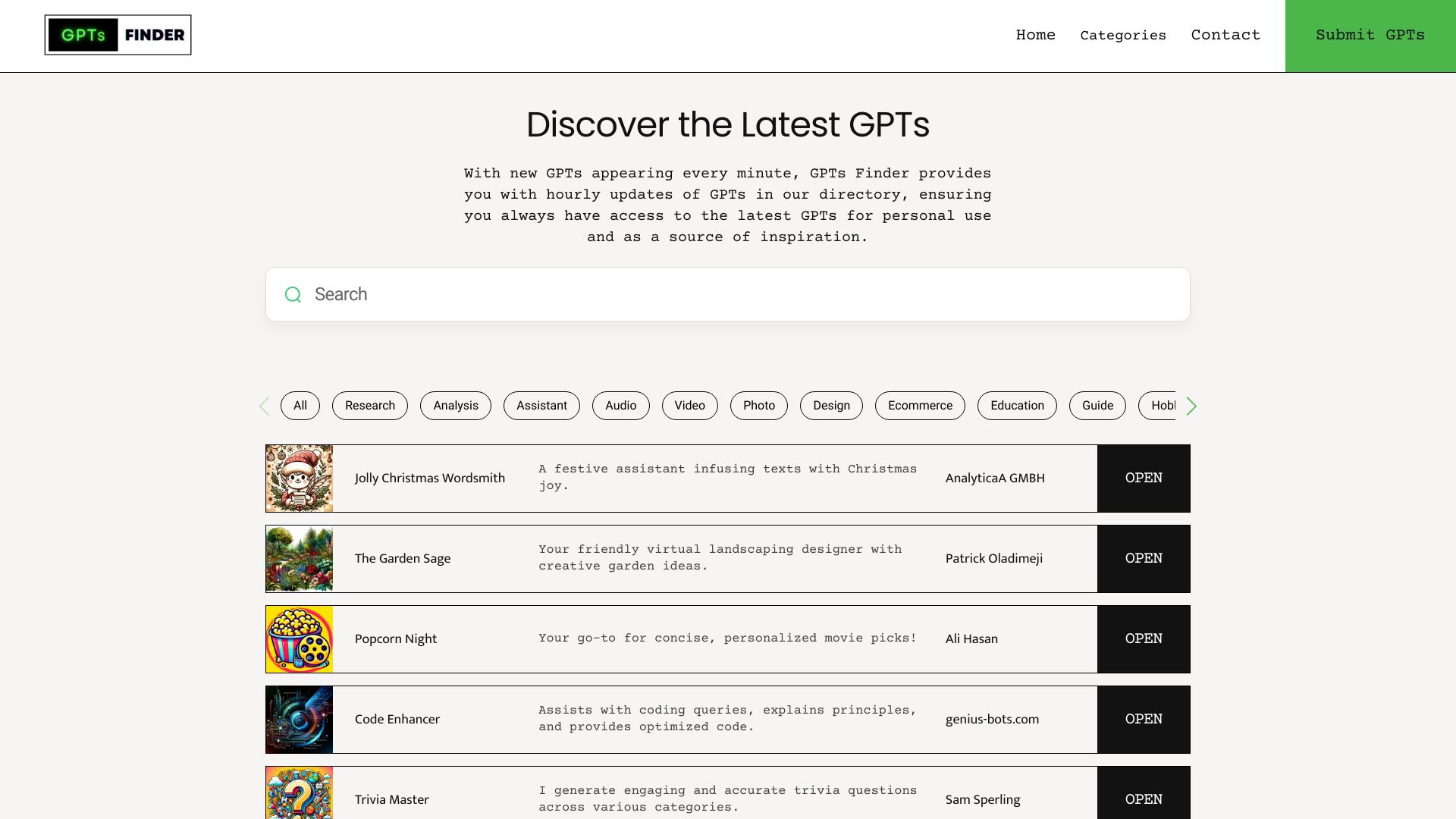 GPTs Finder screenshot