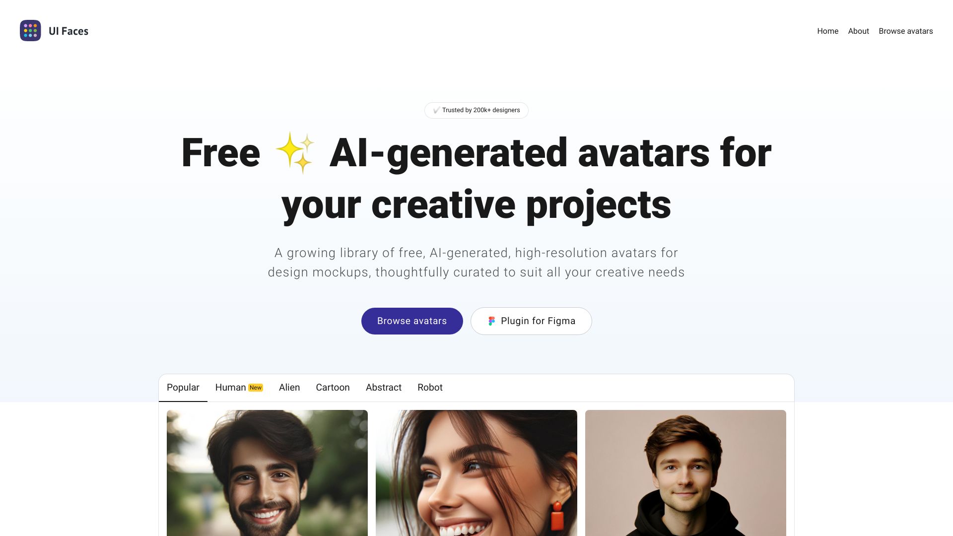 UI Faces screenshot