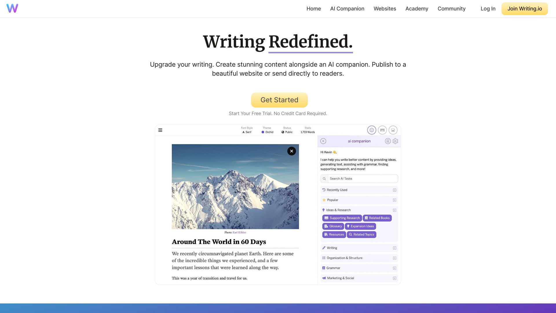 Writing.io screenshot
