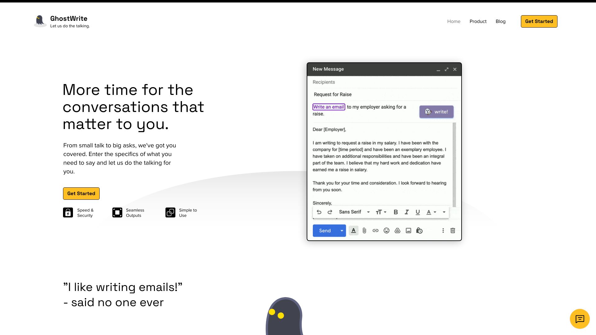 Ghostwrite: AI Email Writing Assistant screenshot