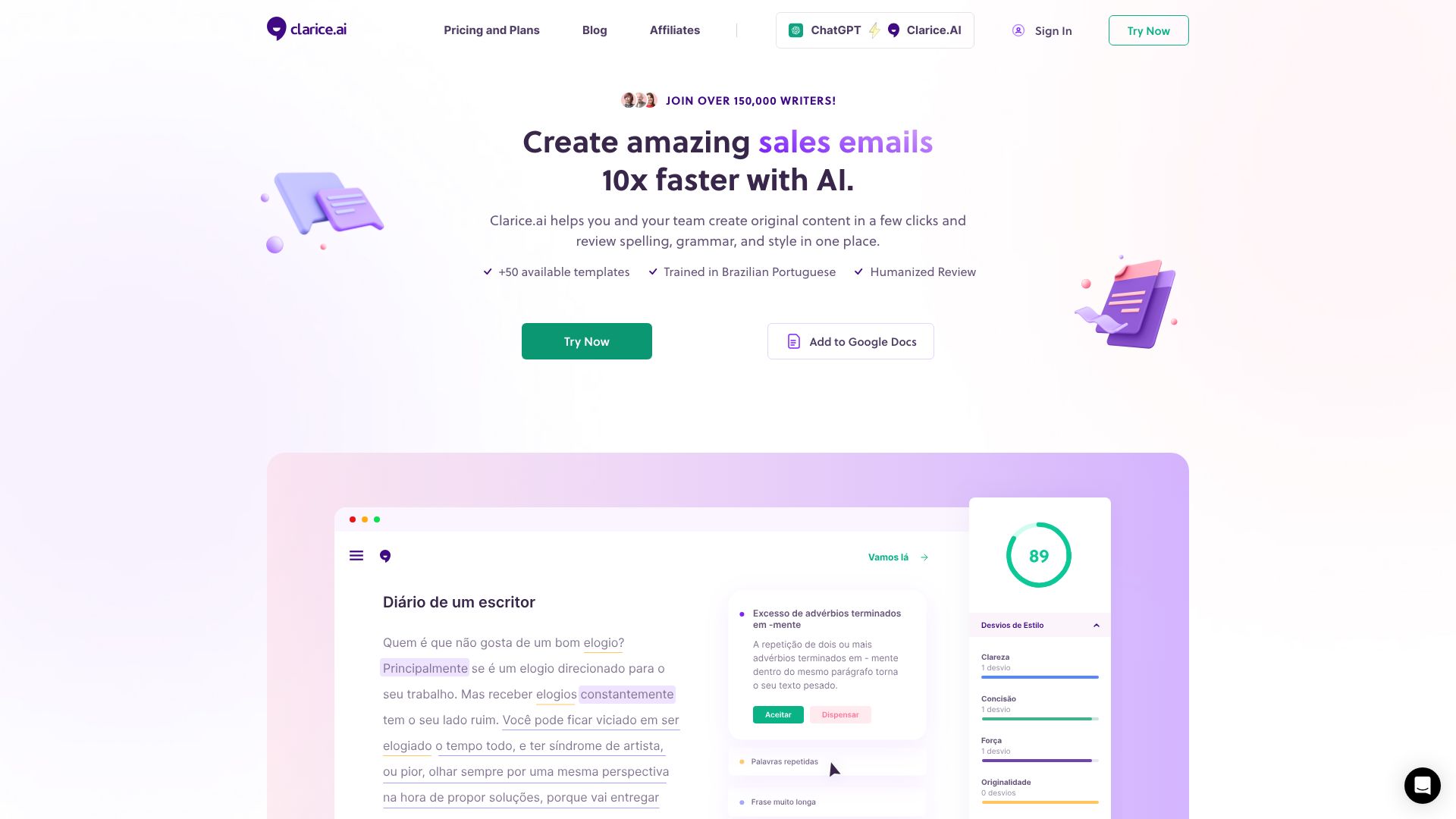 Clarice.ai screenshot