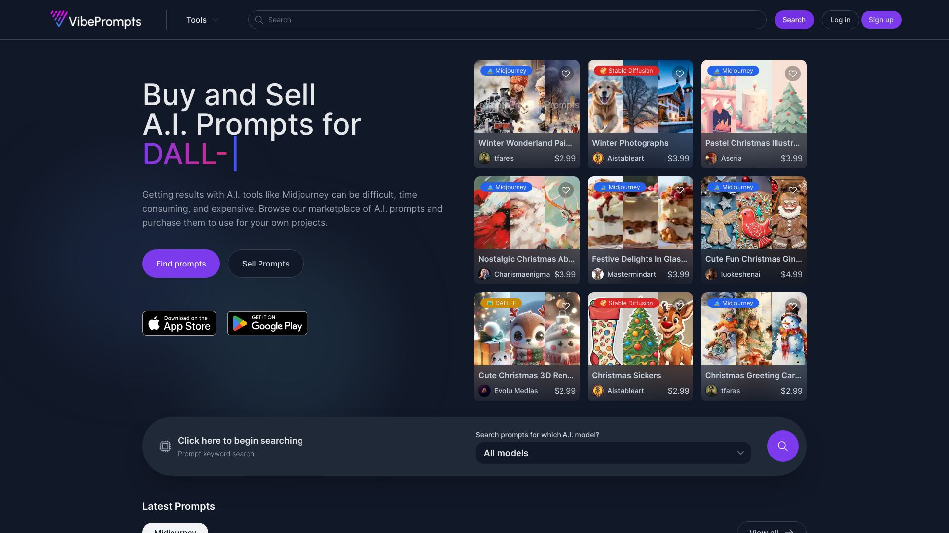 VibePrompts.com screenshot