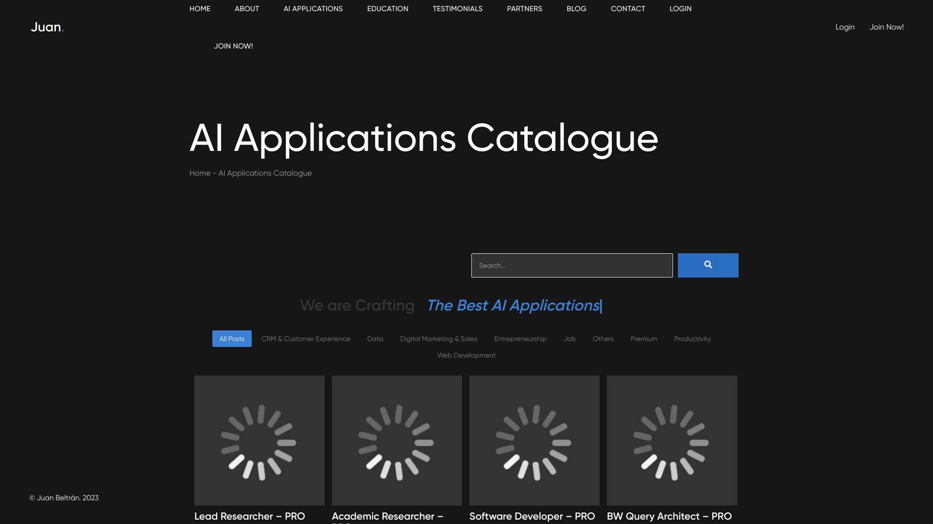AI Applications Catalogue screenshot