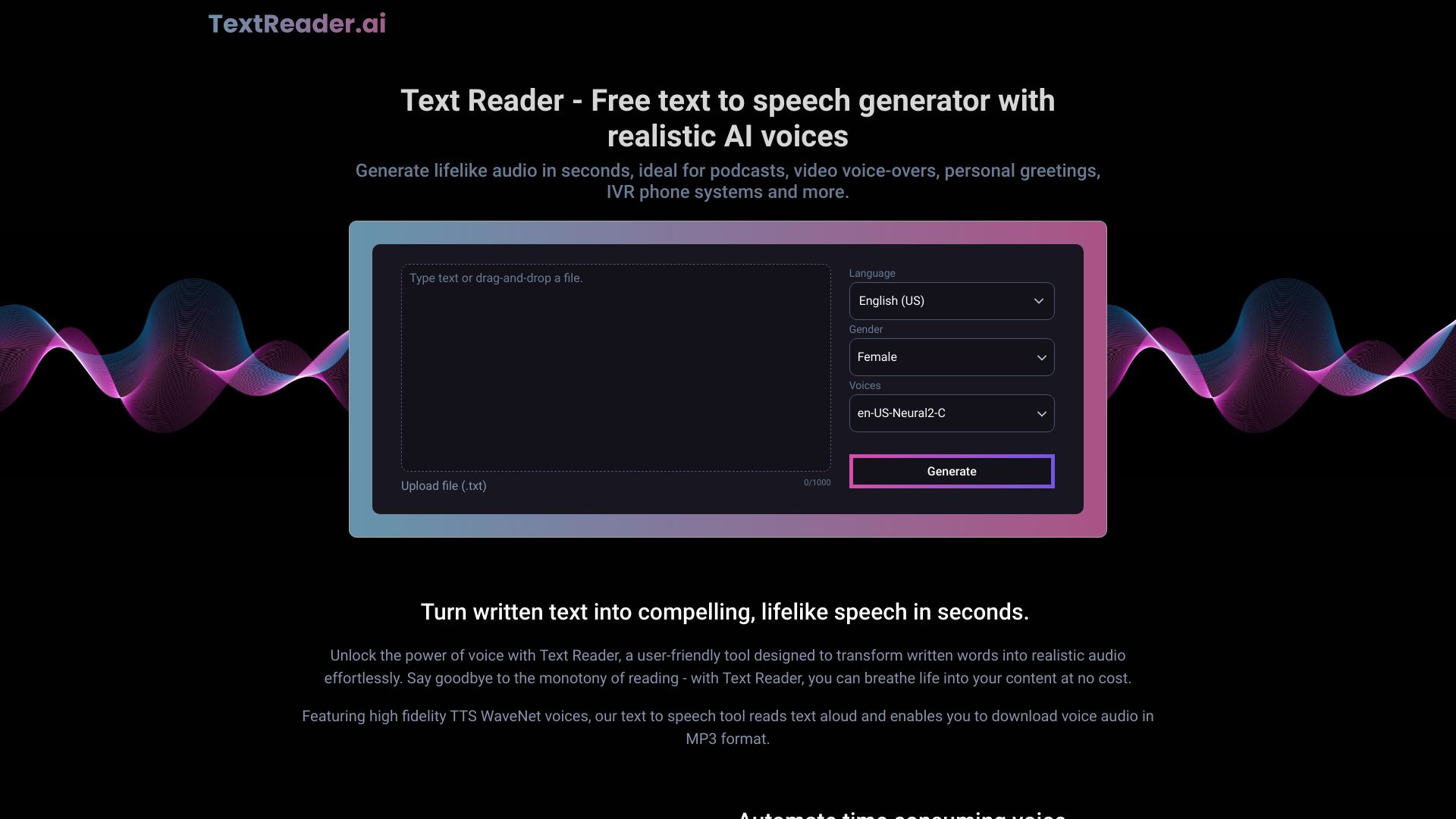 Text Reader screenshot