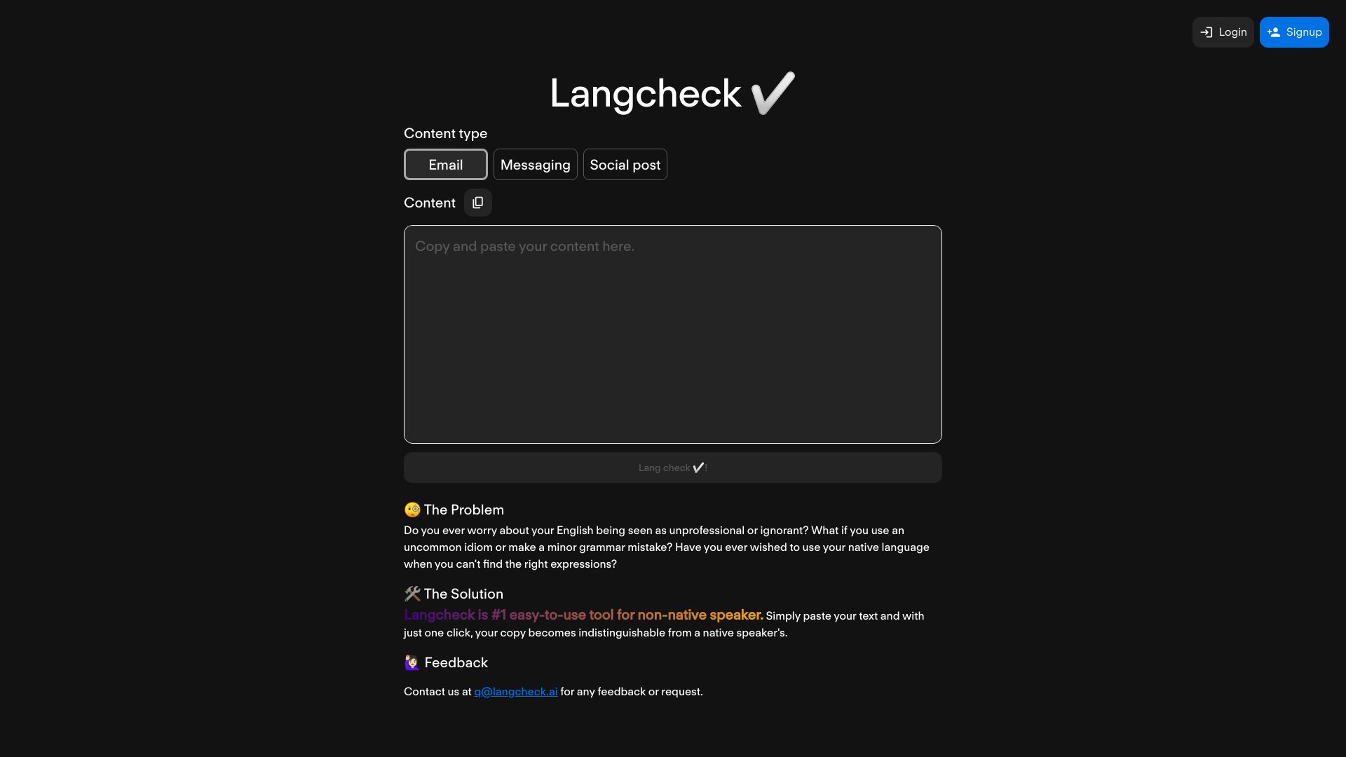 Langcheck screenshot
