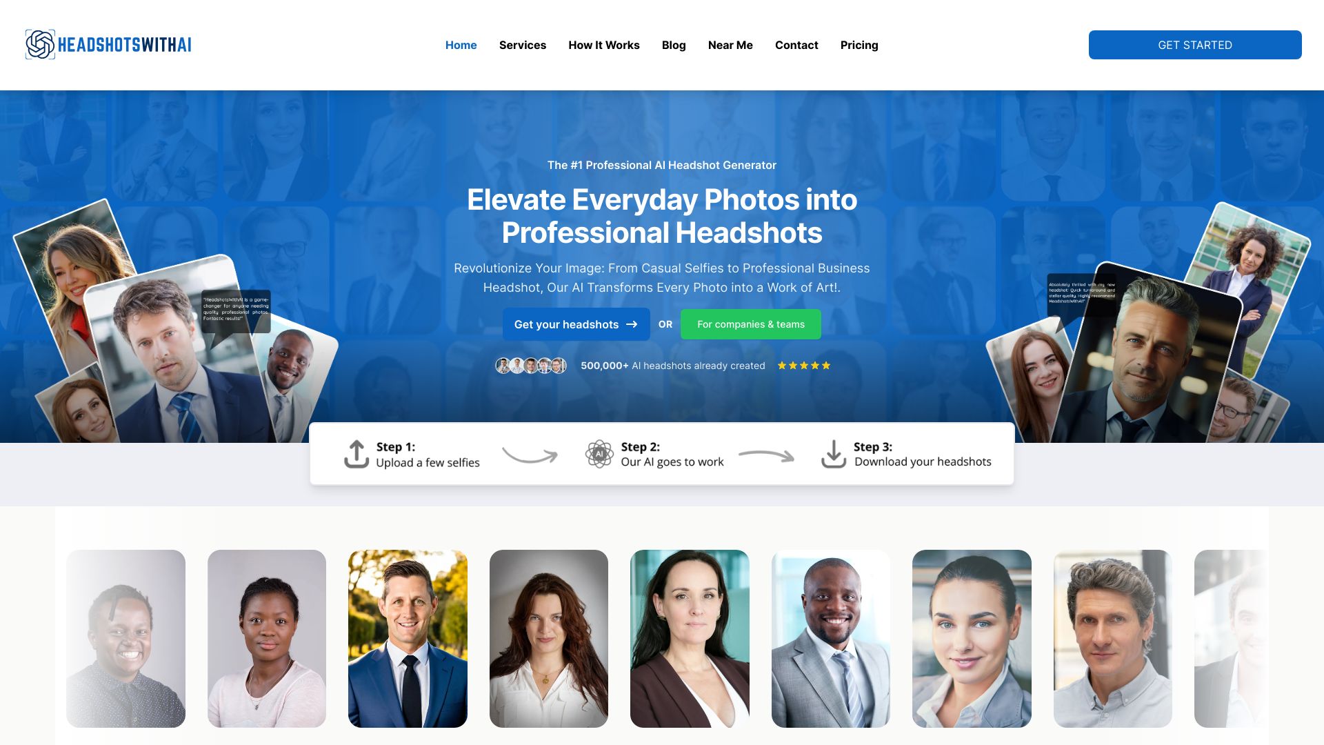 HeadshotsWithAI.com screenshot