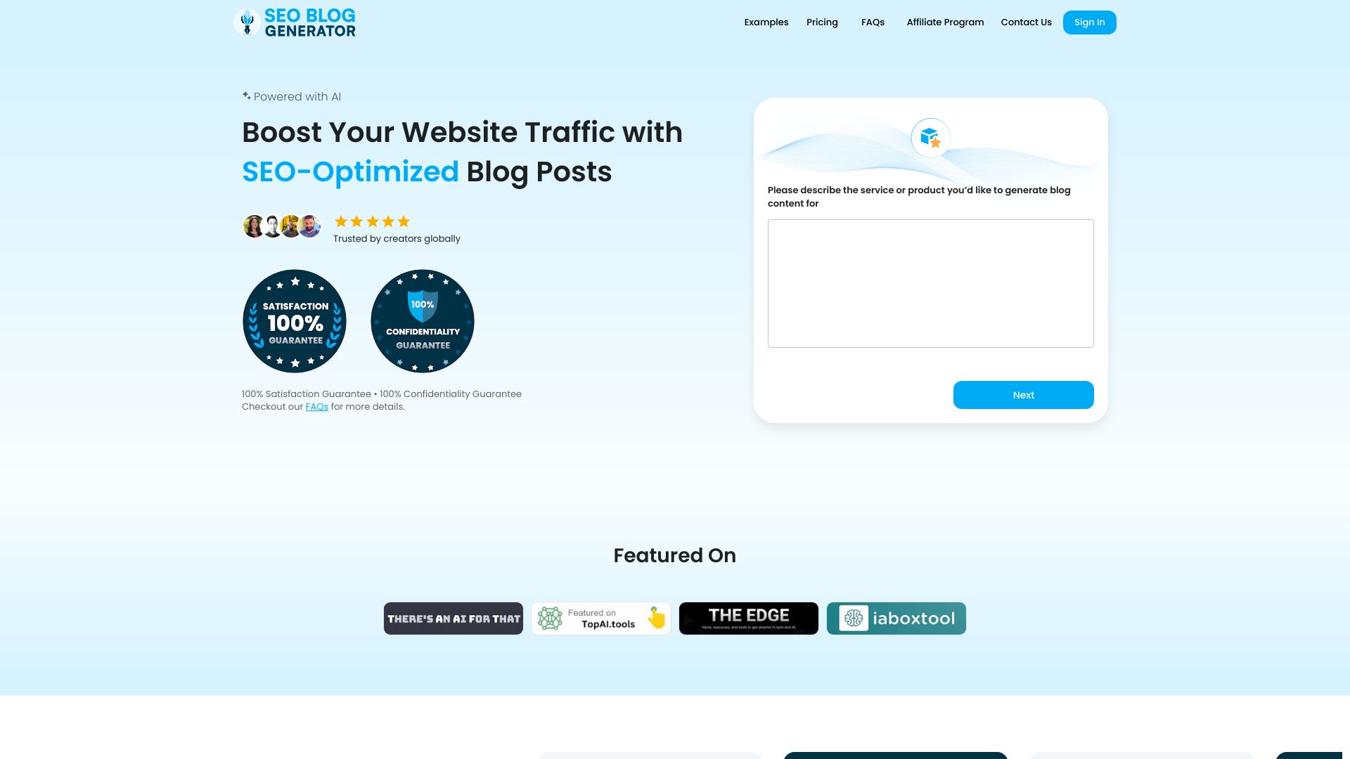 SEO Blog Generator screenshot