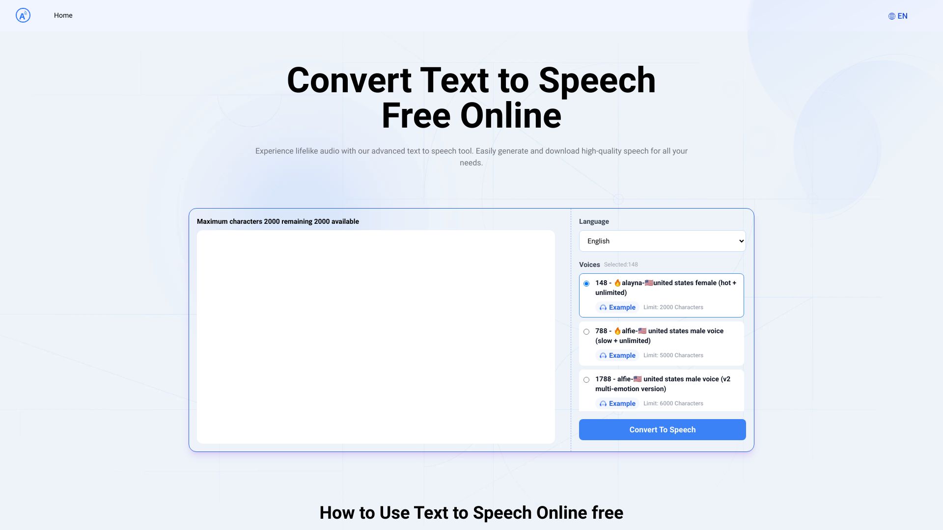 Text to Speech.im screenshot