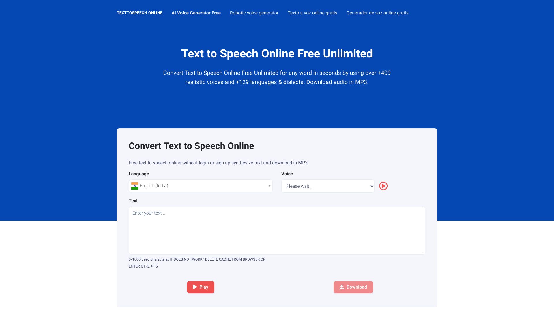 Text to Speech Online screenshot
