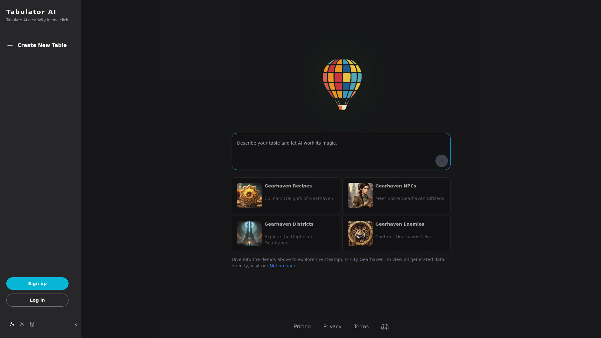 Tabulator AI screenshot