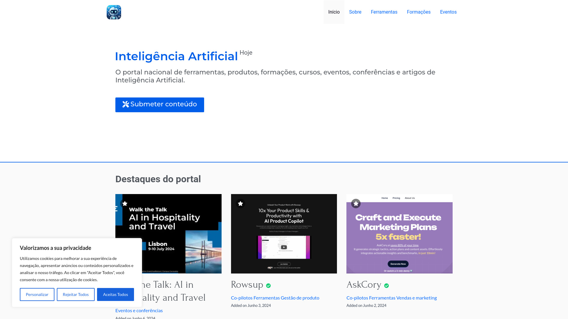 Inteligência Artificial Hoje screenshot