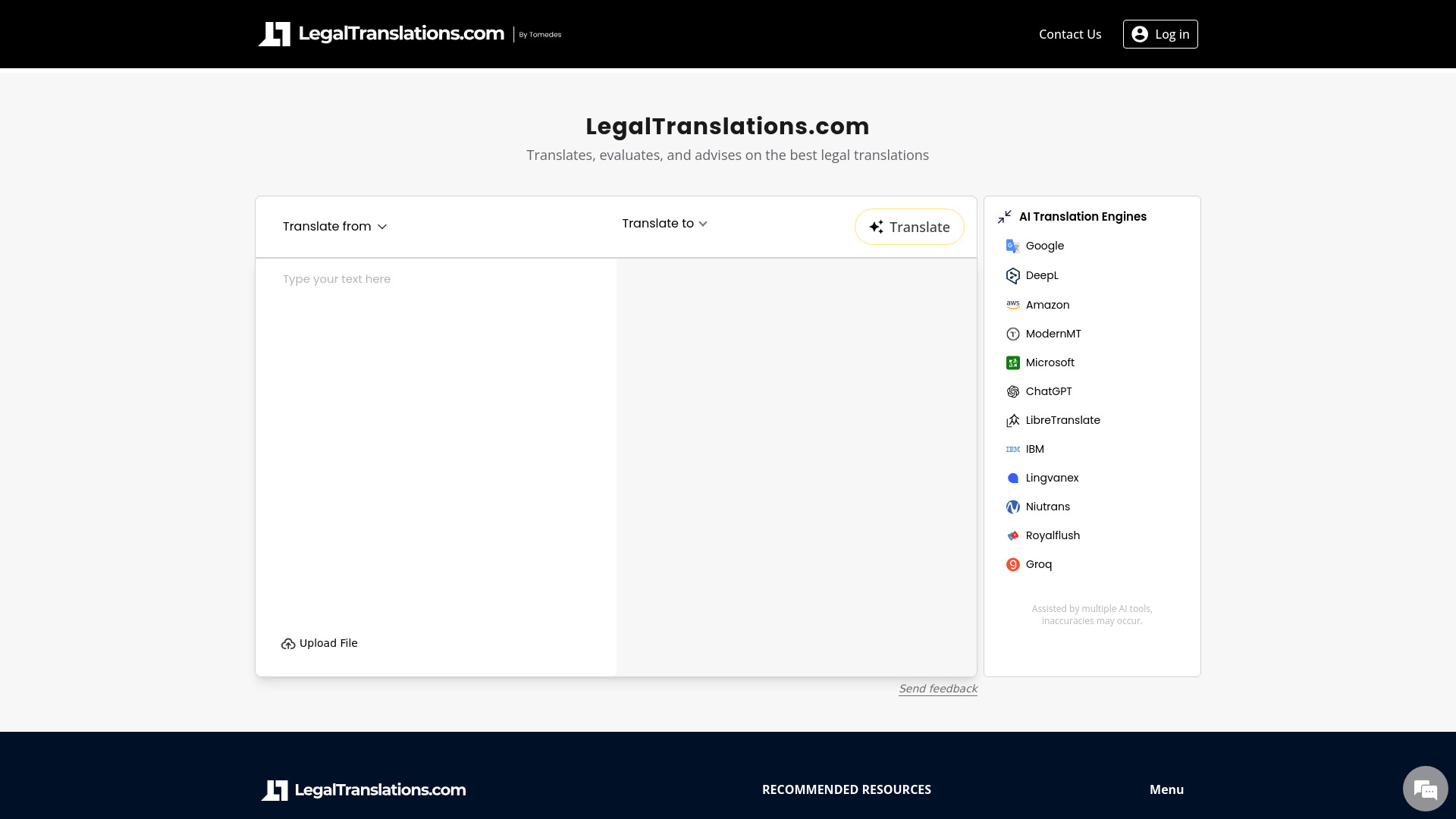 LegalTranslations.com screenshot