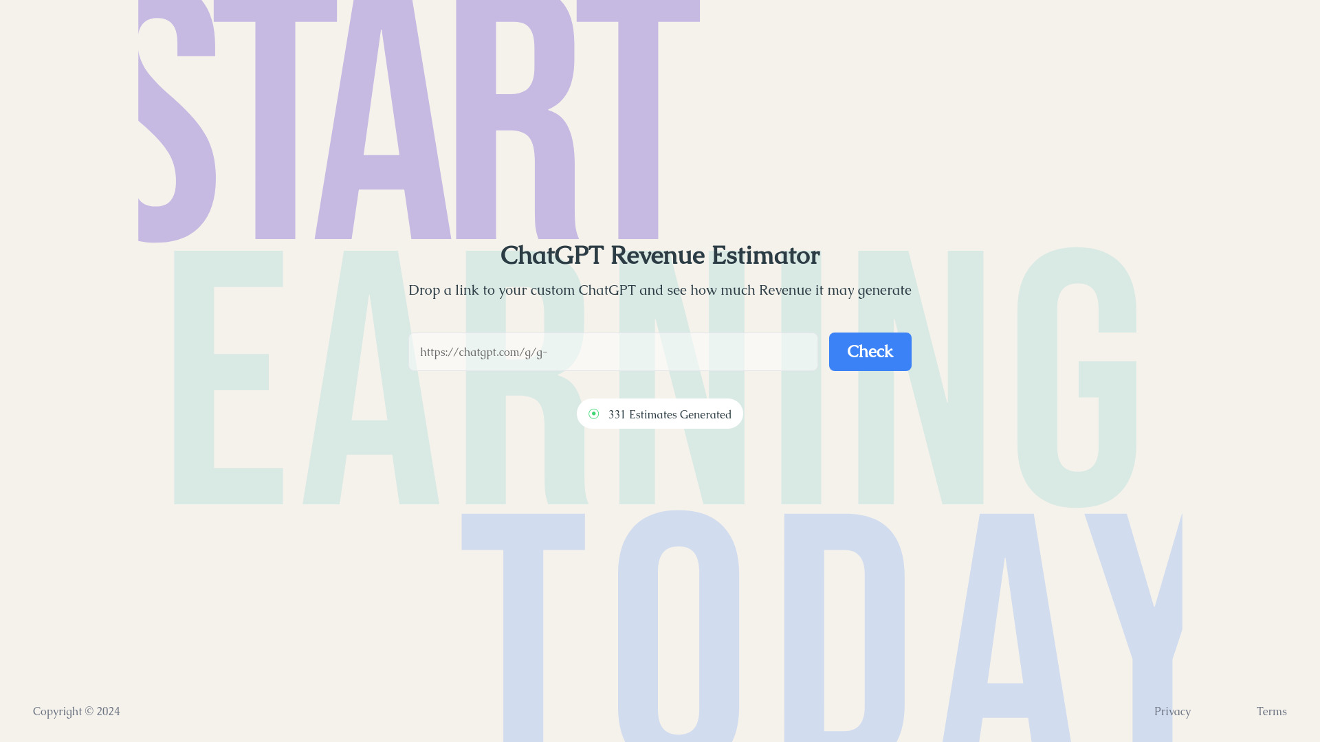 ChatGPT Revenue Estimator screenshot