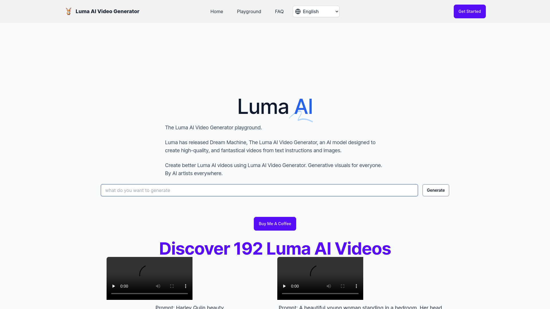 Luma AI Video Generator screenshot