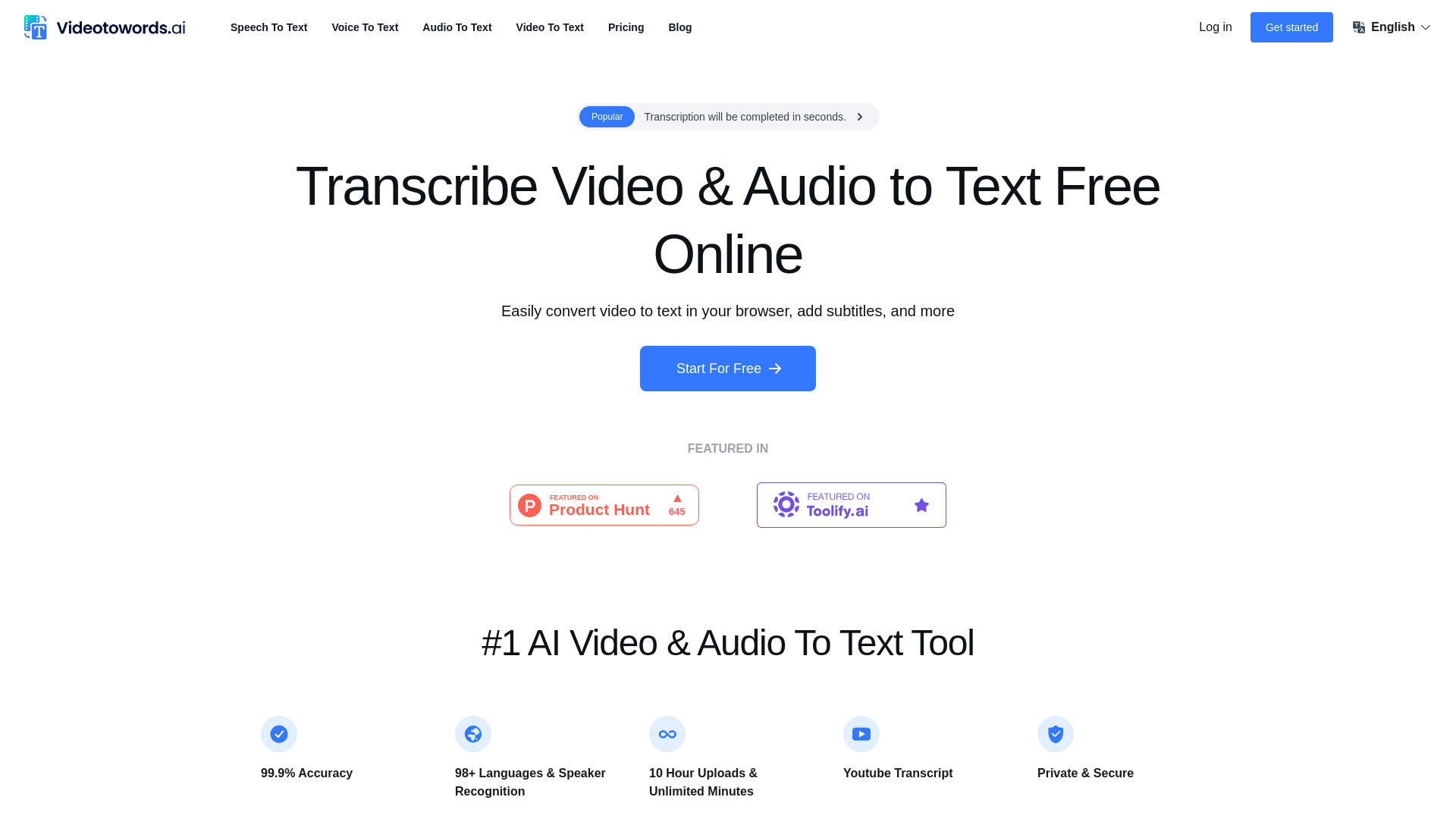 VideoToWords AI screenshot