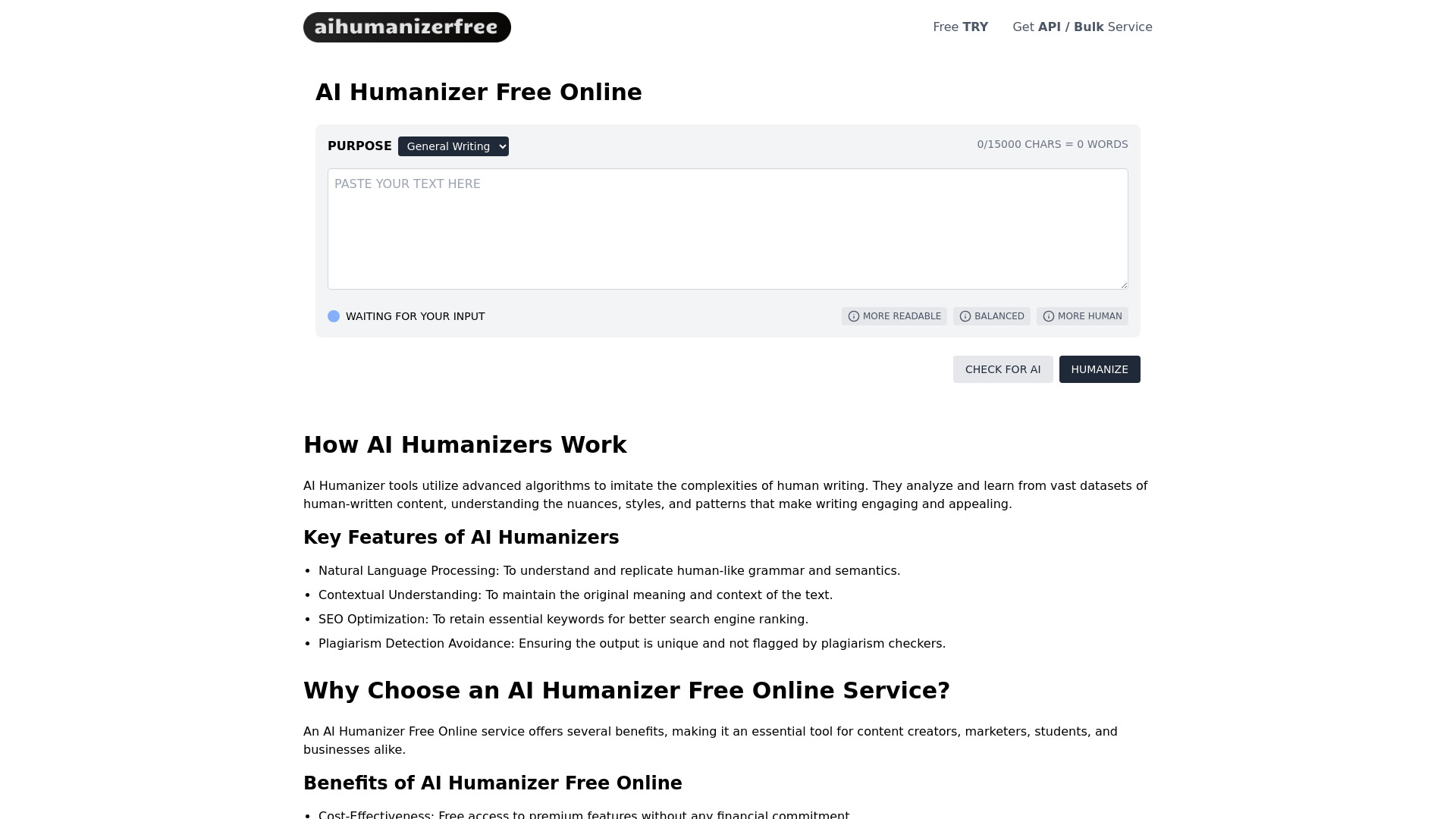 AI Humanizer Free Online screenshot