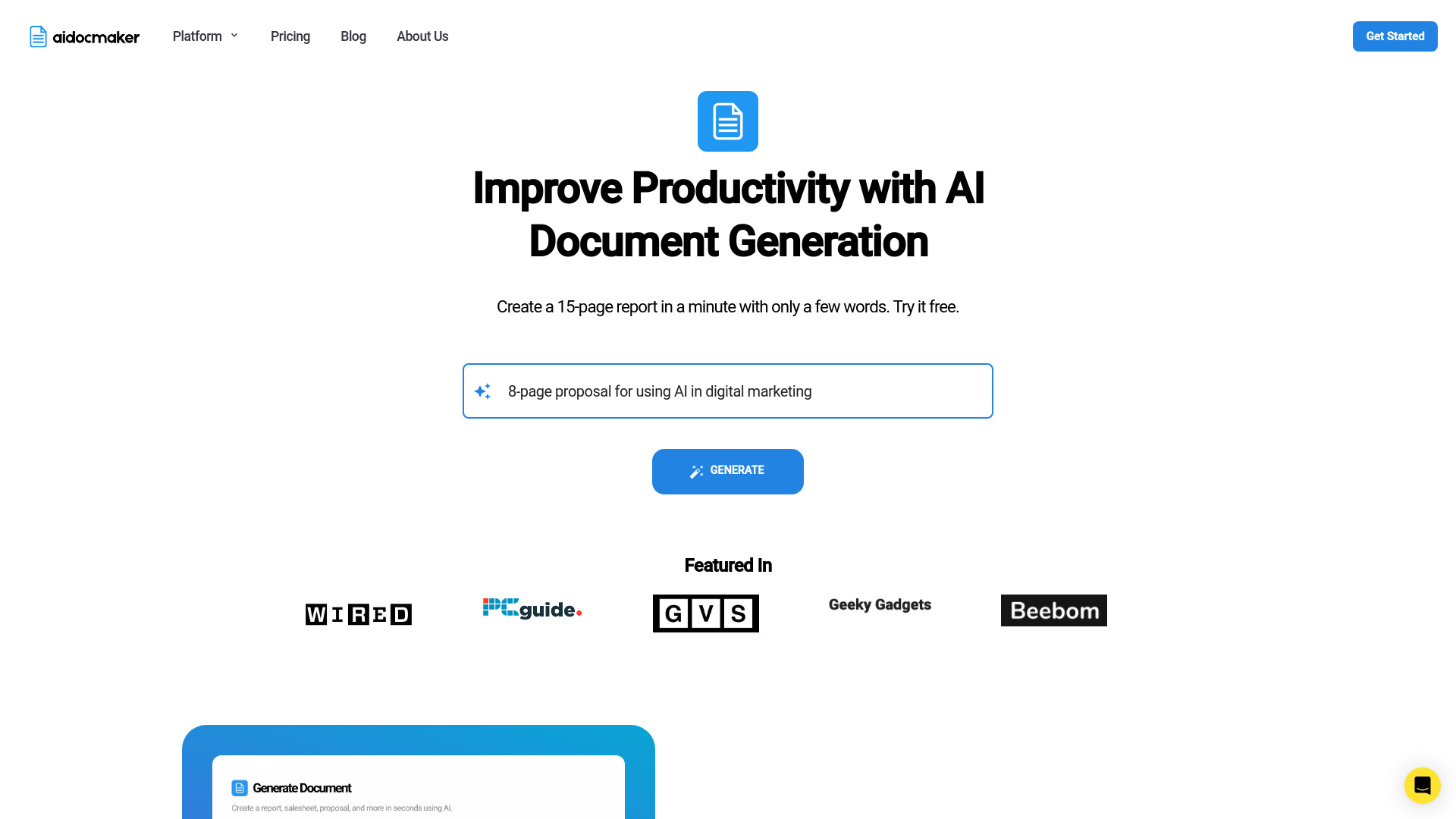 Aidocmaker.com screenshot