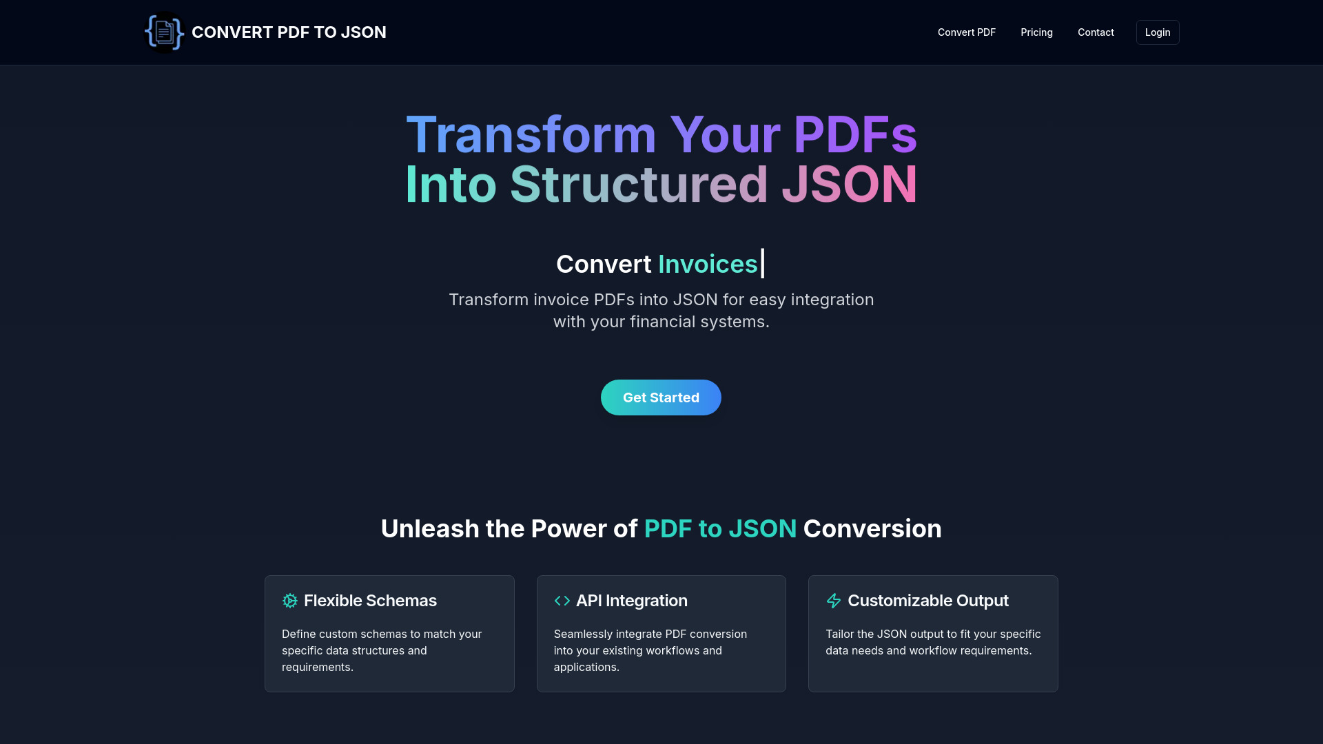 Convert PDF to JSON screenshot