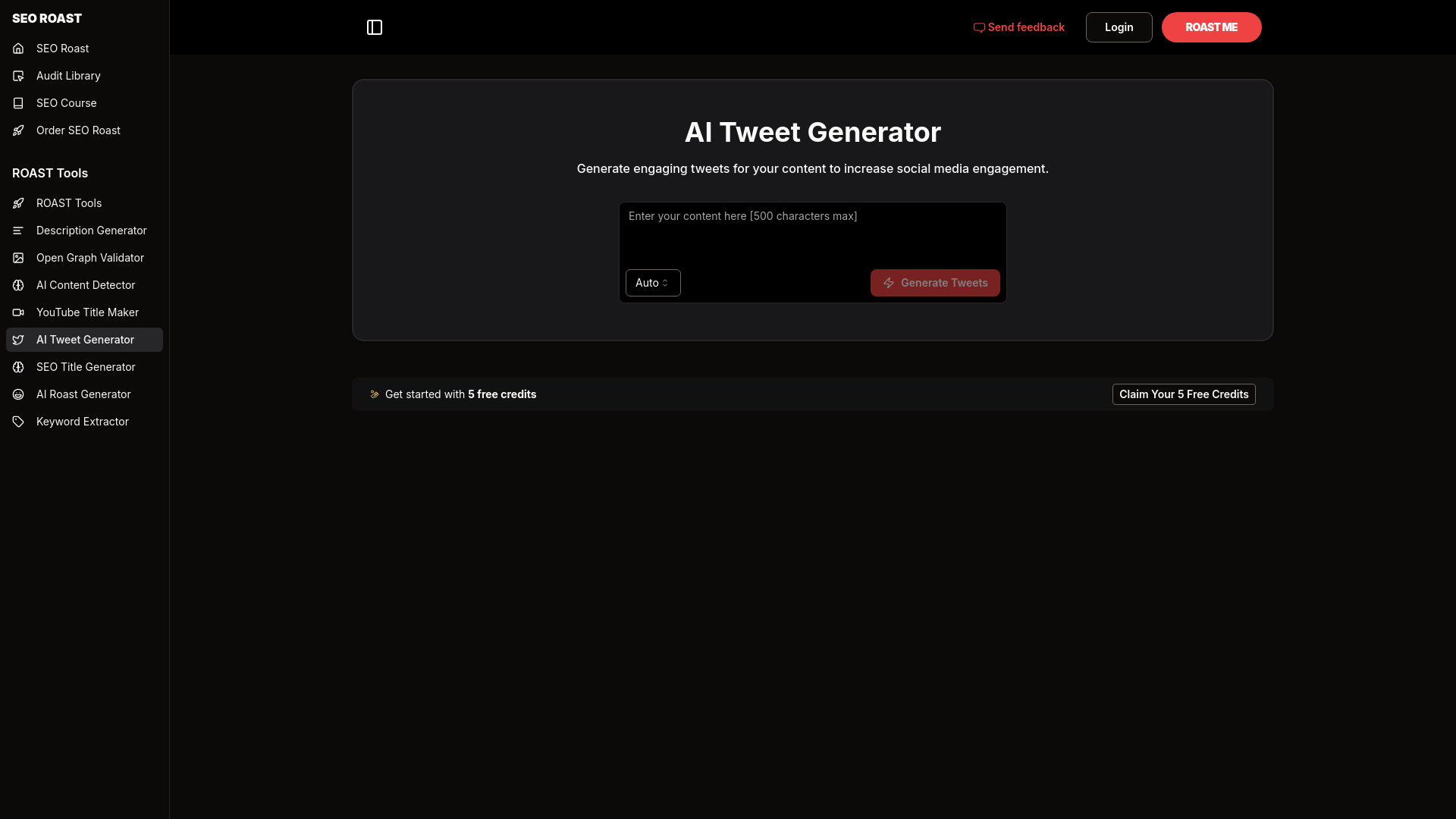 AI Tweet Generator | ROAST TOOLS screenshot