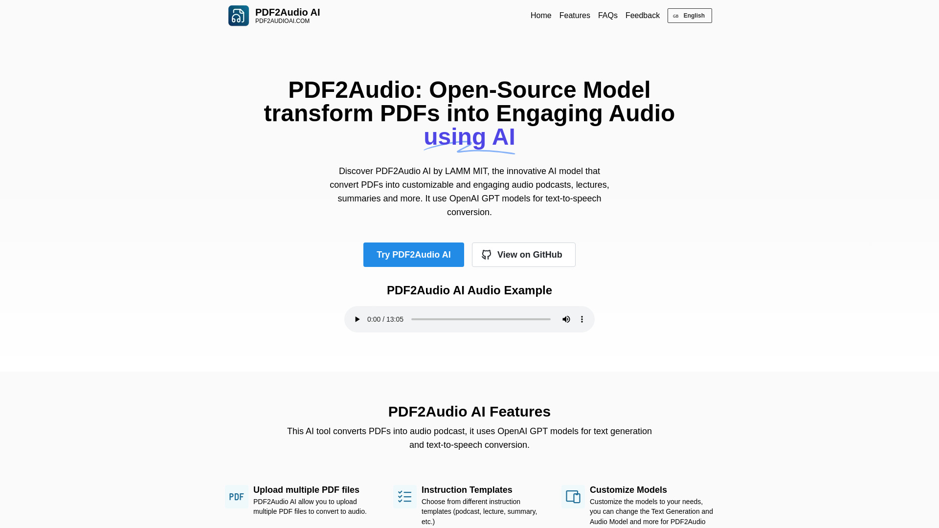 PDF2Audio AI screenshot