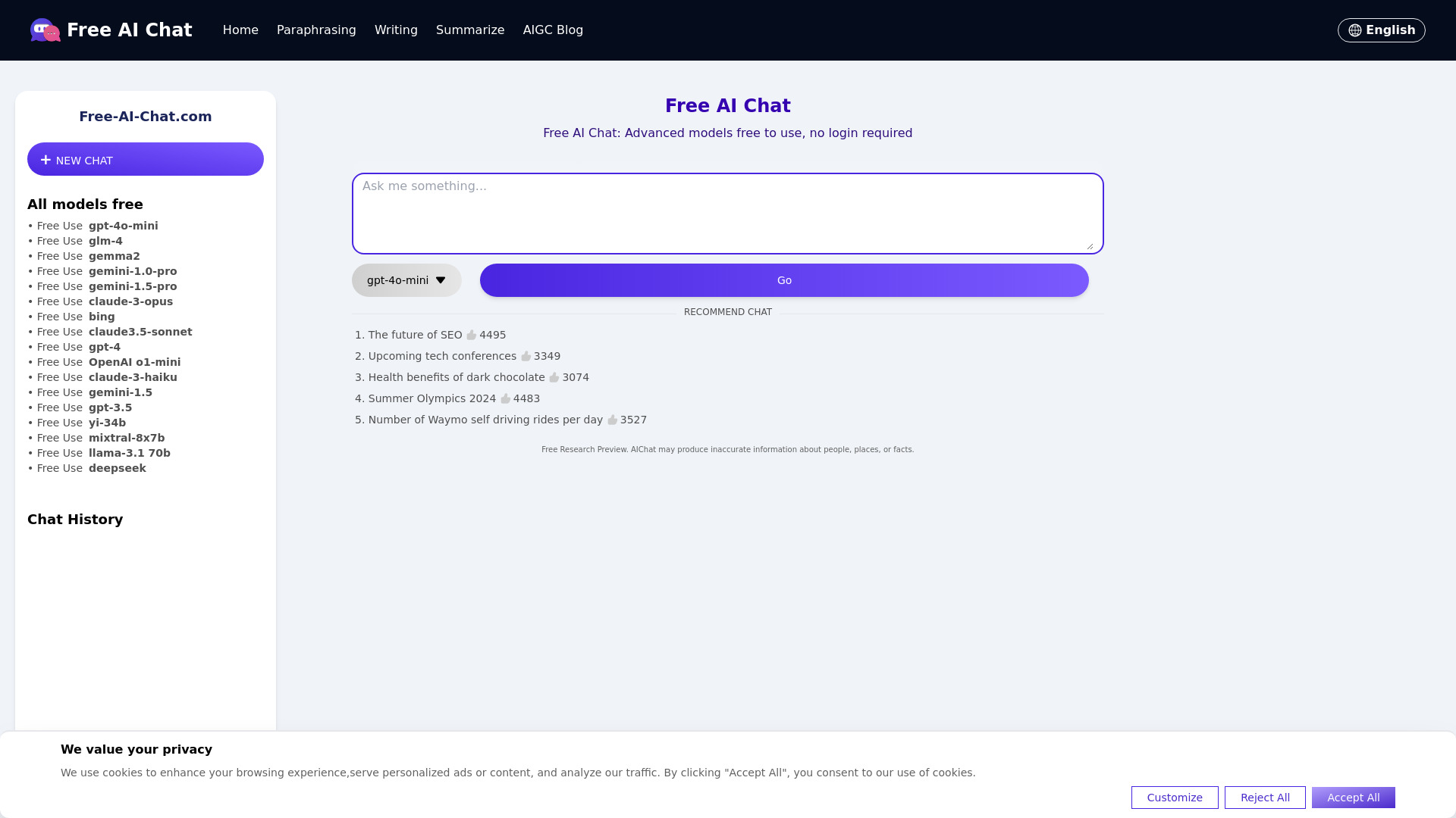 Free-AI-Chat.com screenshot