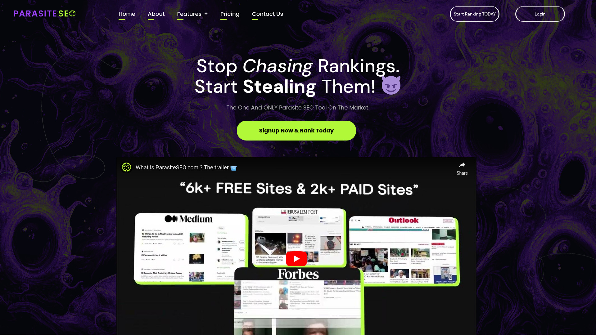 ParasiteSEO.com screenshot