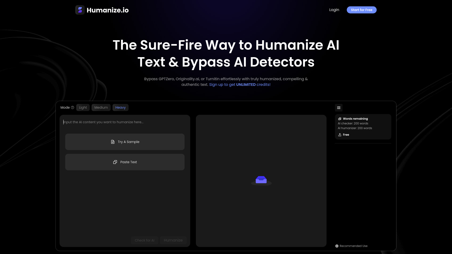 Humanize.io screenshot