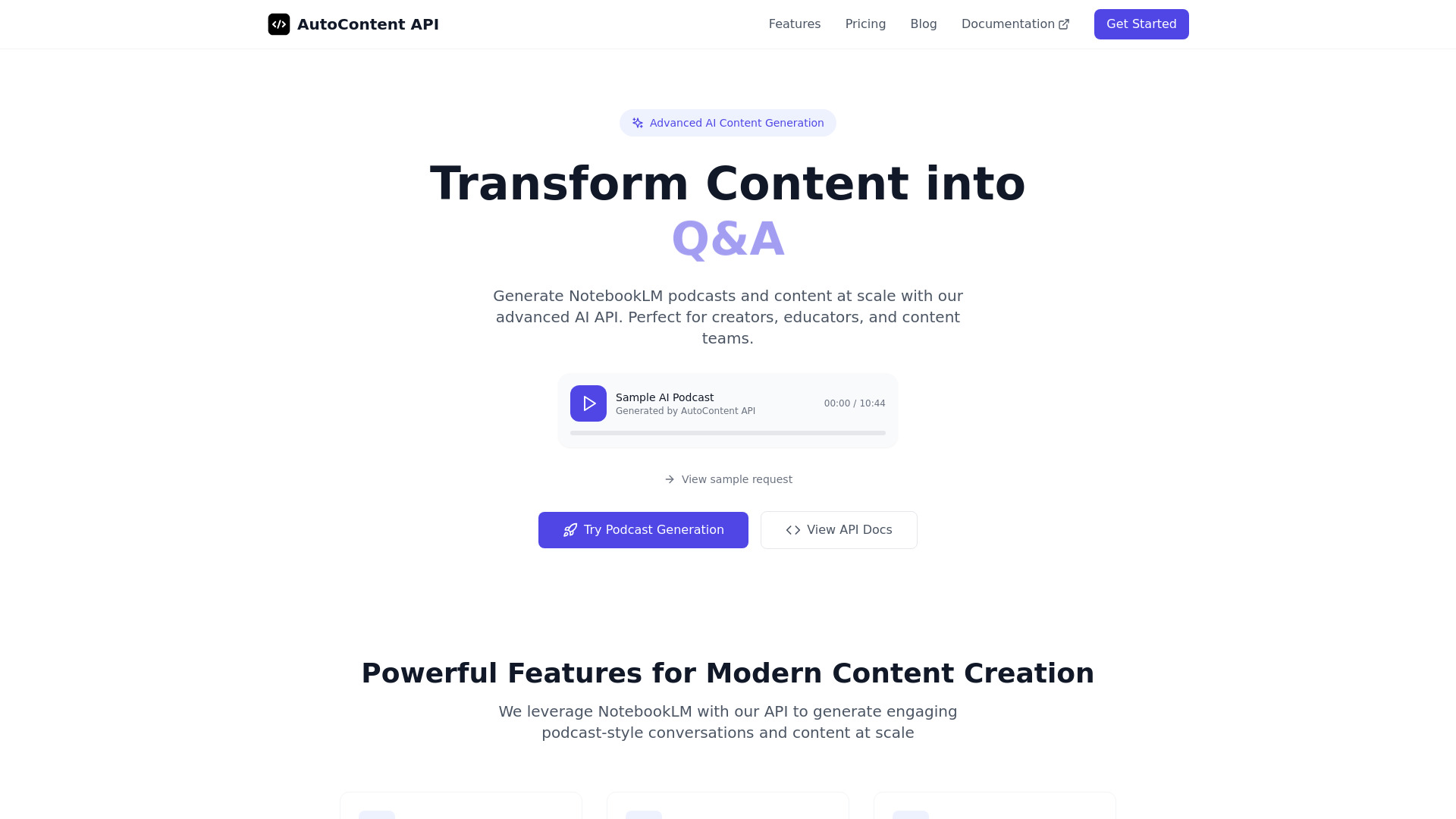 AutoContent API screenshot