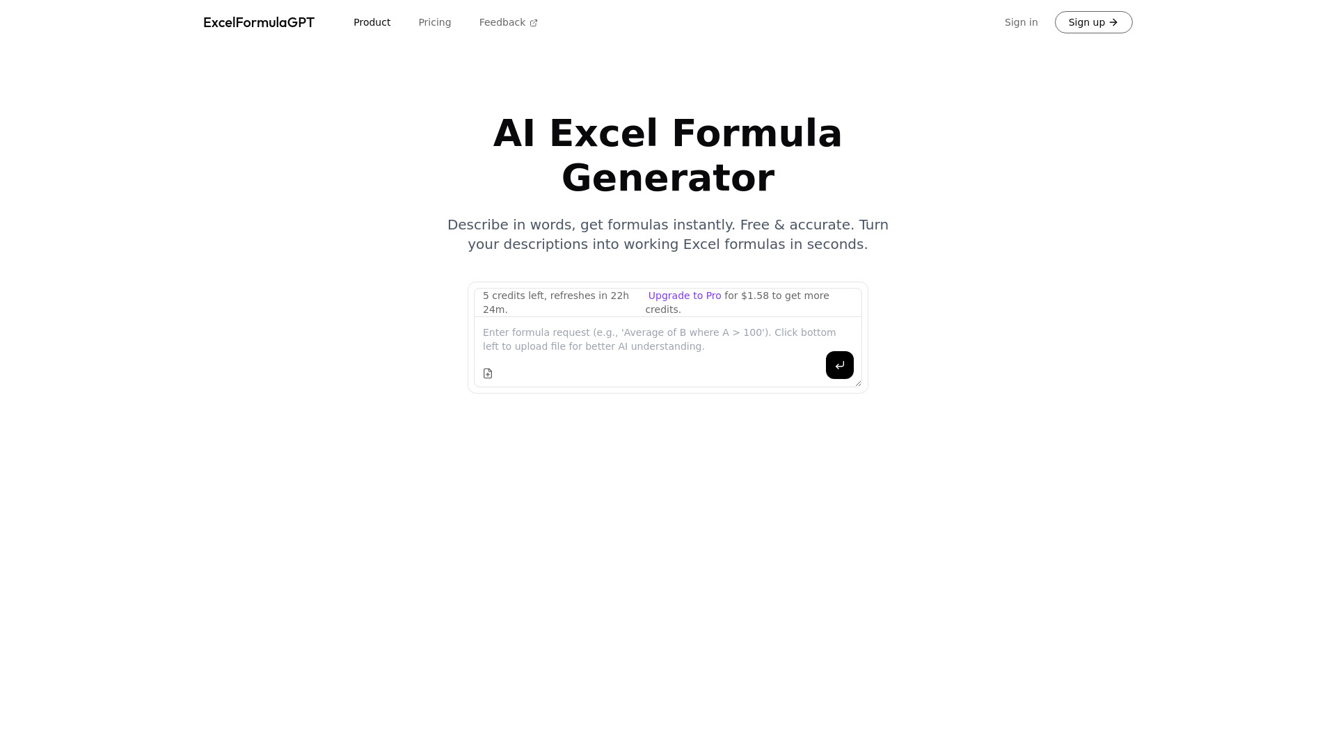 ExcelFormulaGPT screenshot