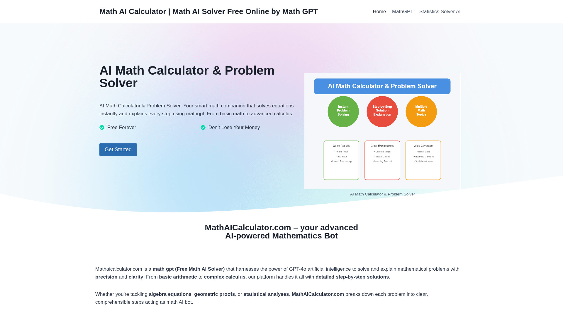 Mathaicalculator.com screenshot