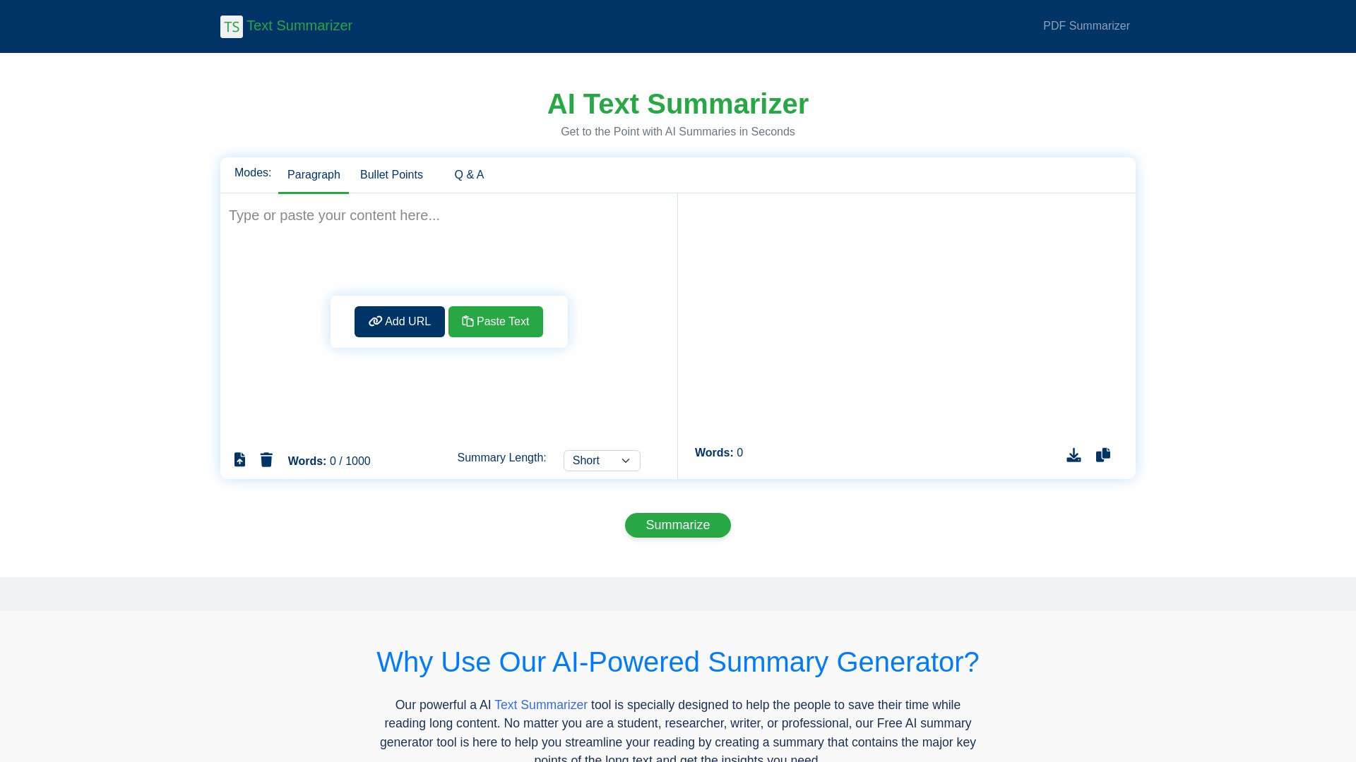 textsummarizer.net screenshot