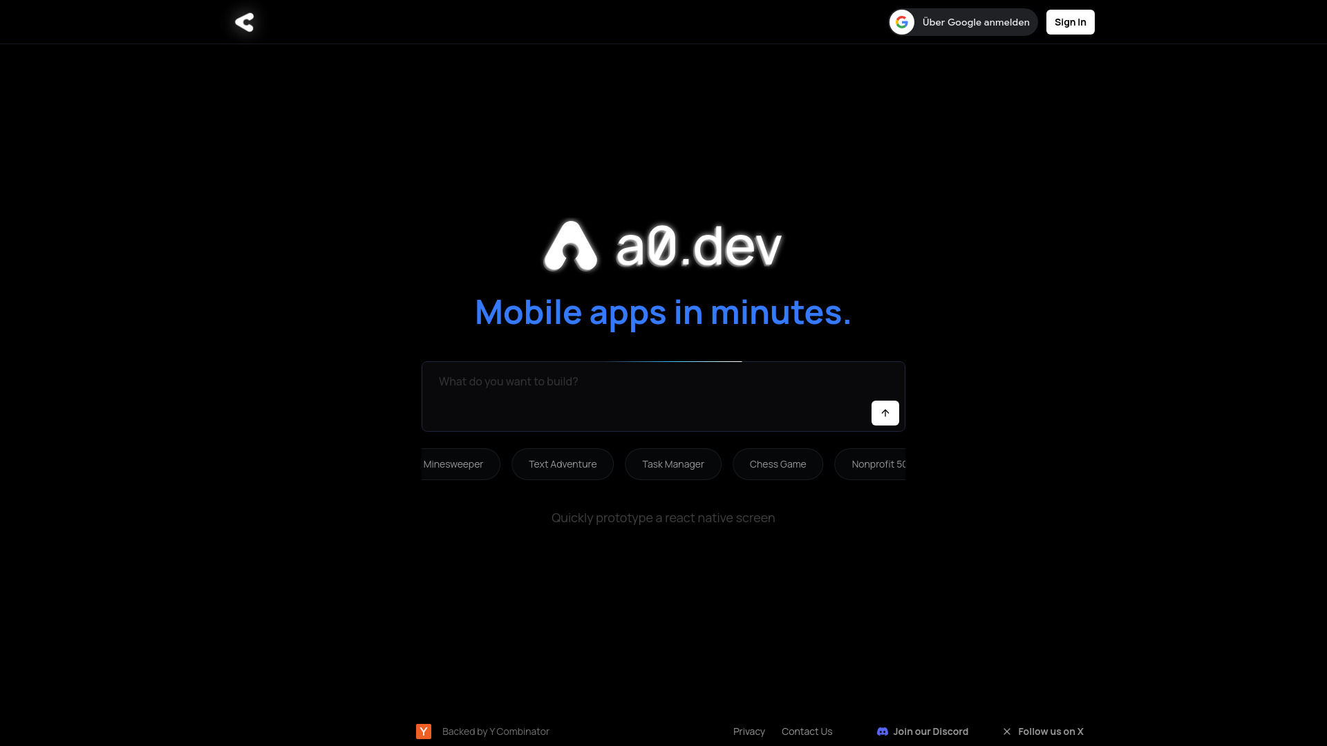 a0.dev screenshot