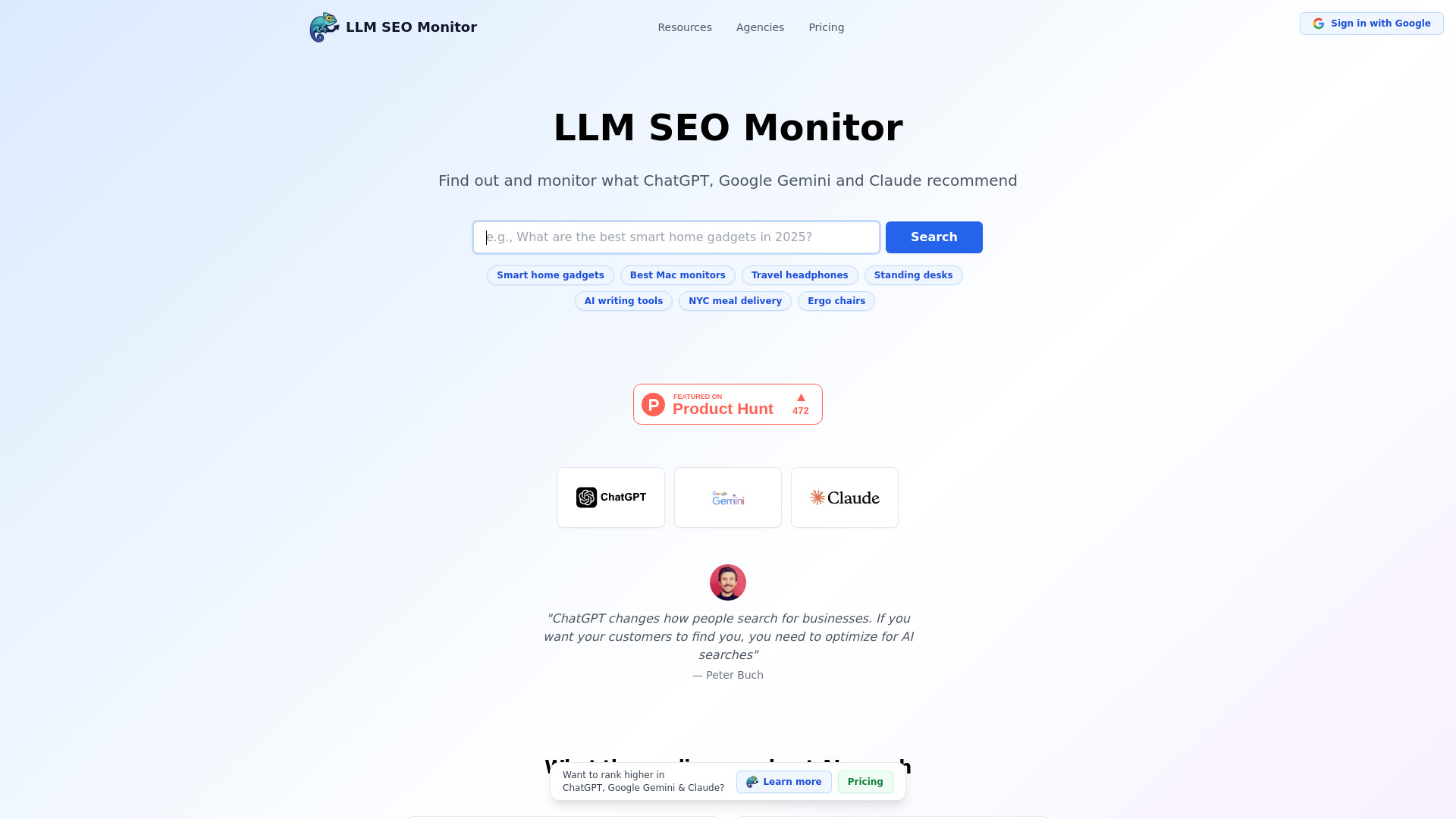 LLM SEO Monitor screenshot