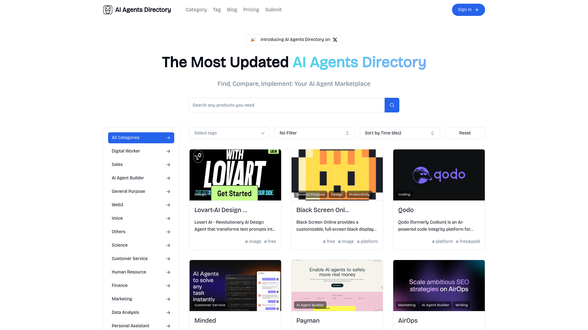 AI Agents Directory screenshot