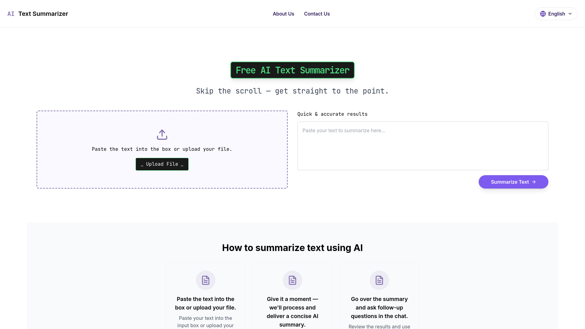 AI Text Summarizer screenshot