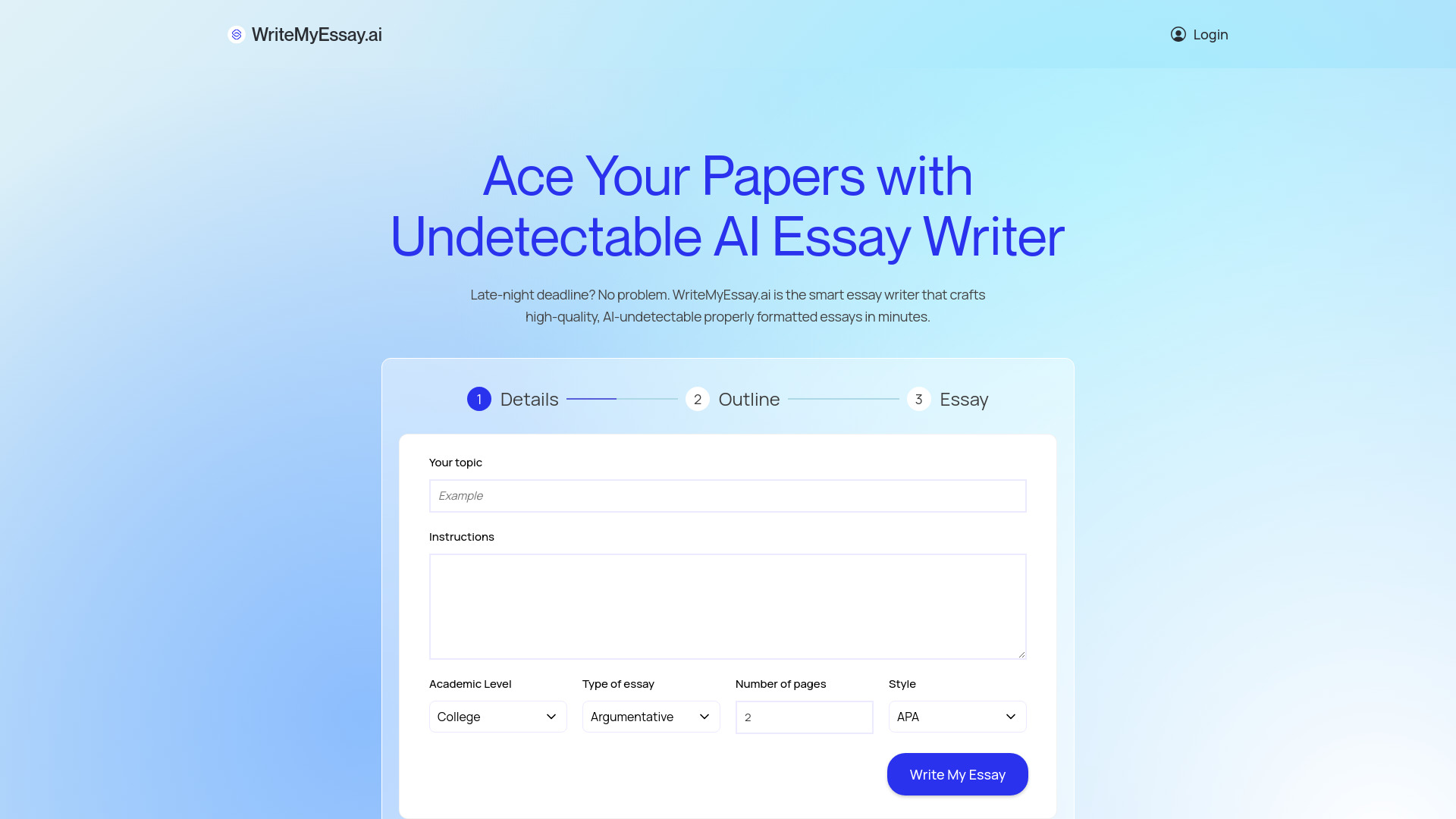 WriteMyEssay.ai screenshot